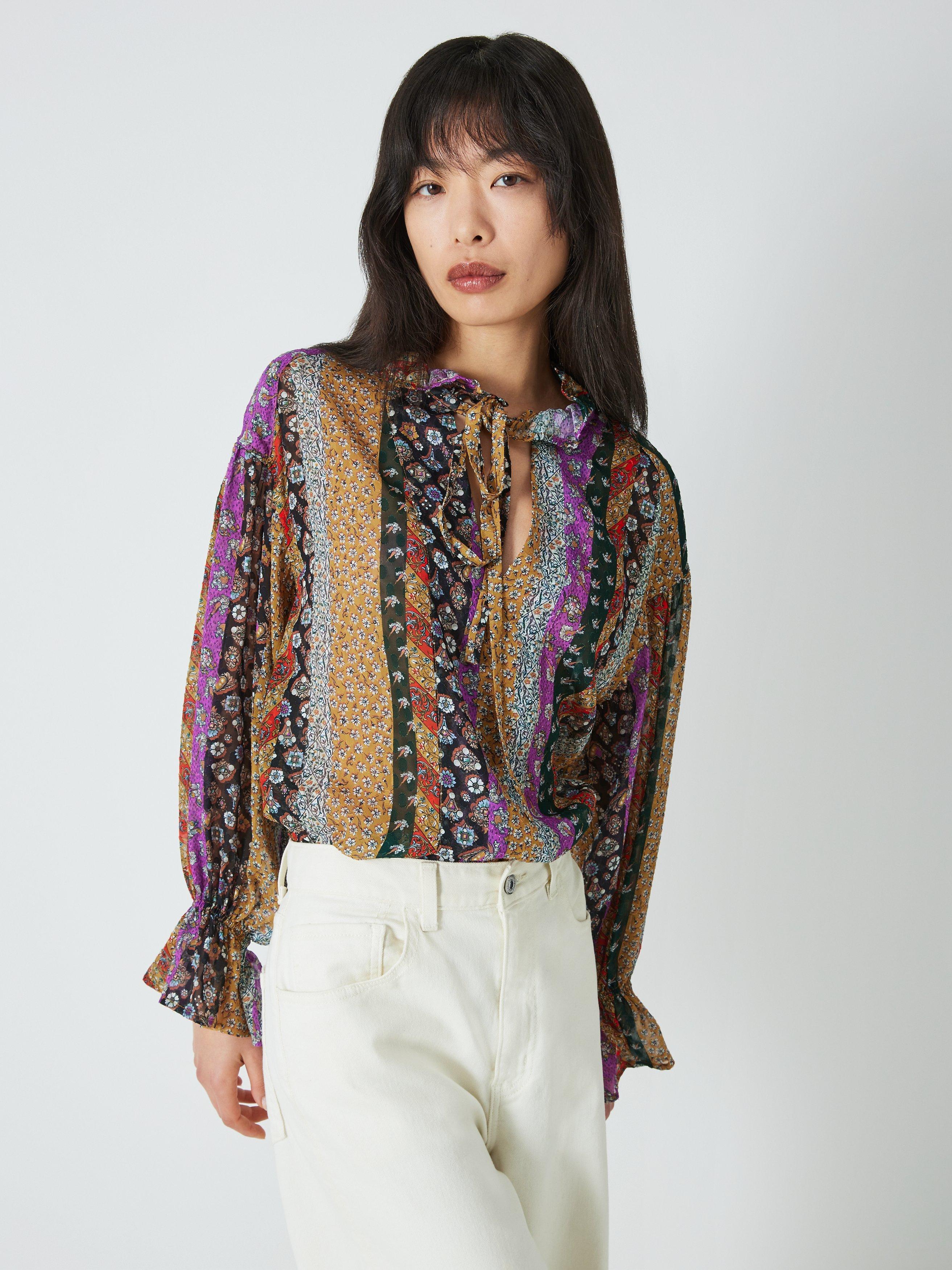 Equipment Farah Floral Print Silk Blouse, Chai Tea/Multi