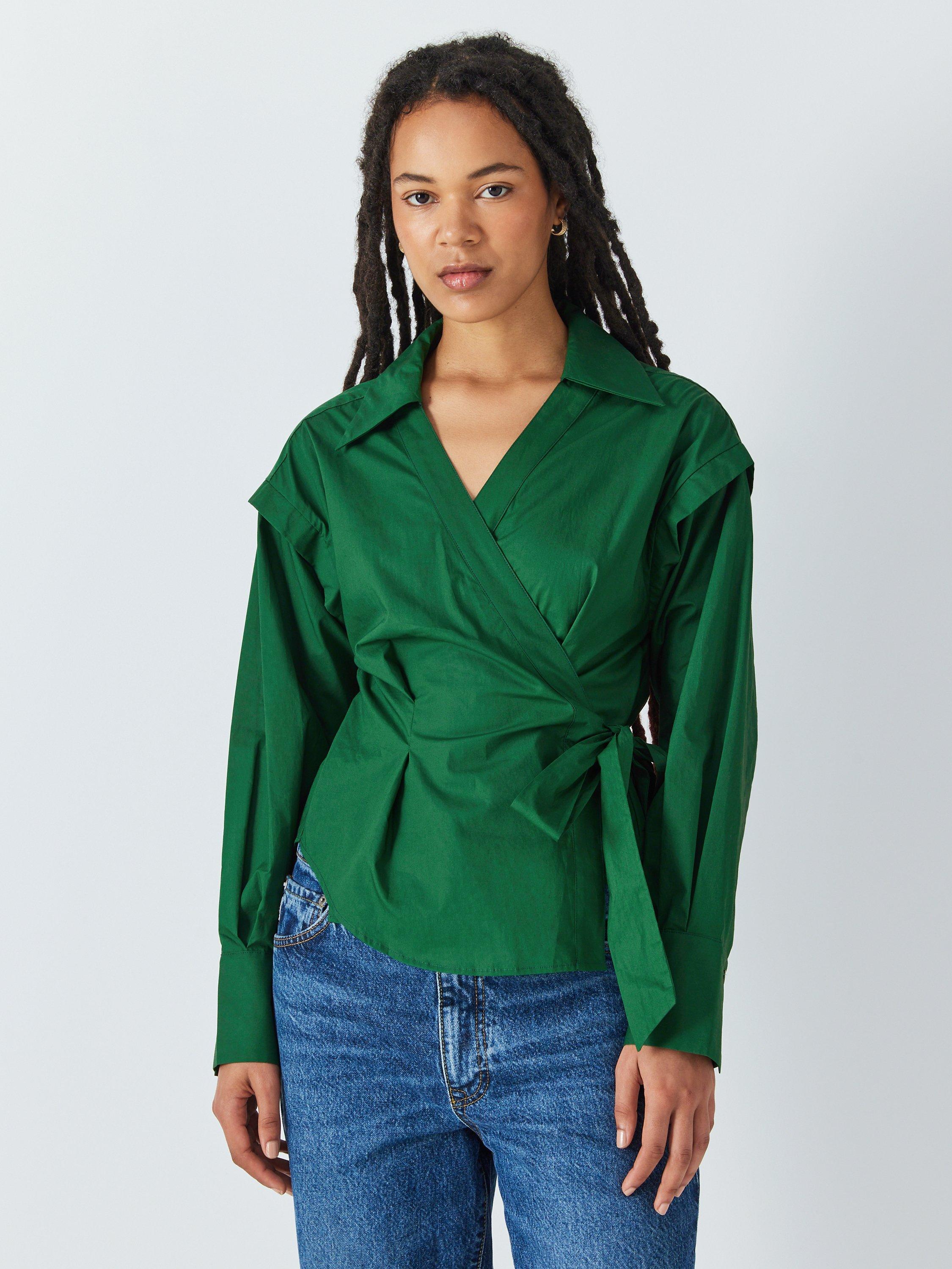 Equipment Evie Cotton Wrap Shirt, Eden Green