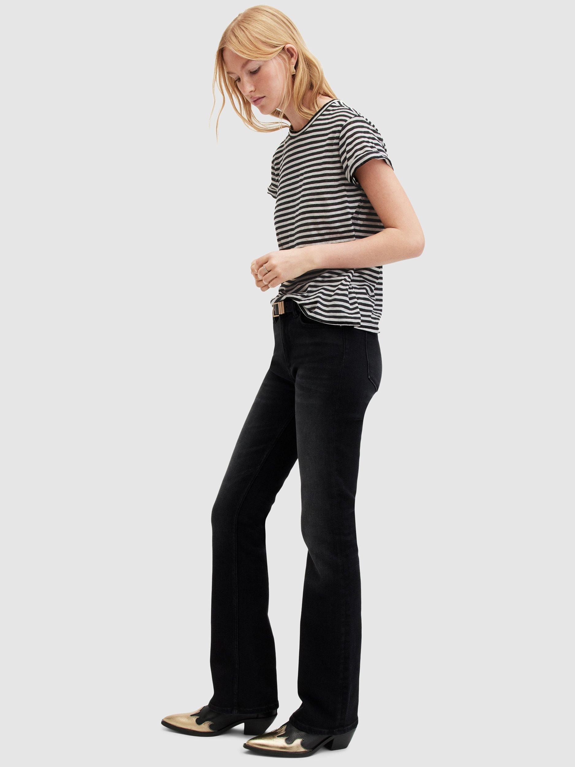 Product image 3 of 8, which shows AllSaints Anna Stripe T-Shirt, Chalk/Ink, 16