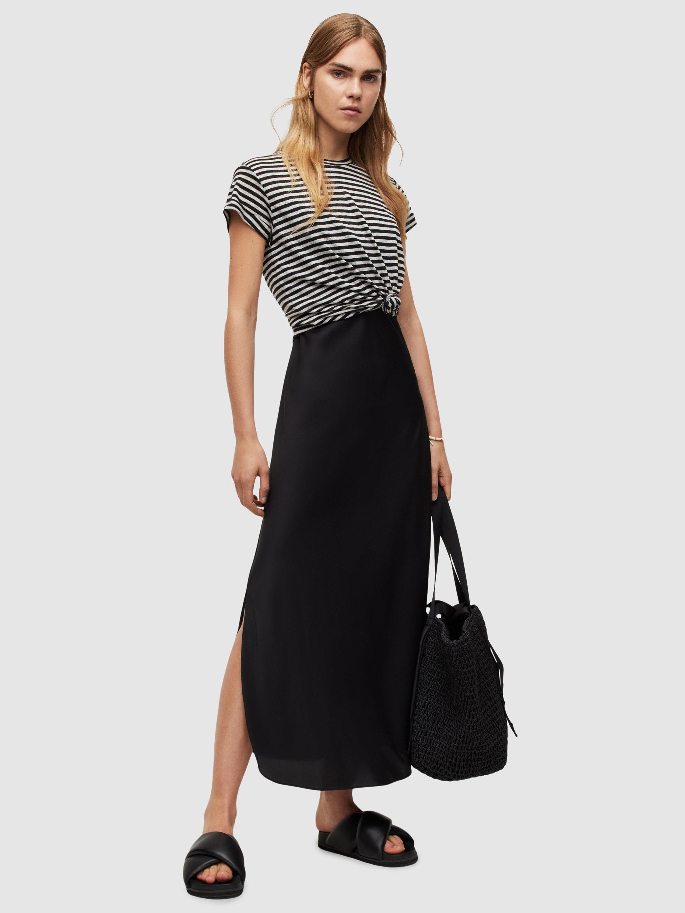 Product image 8 of 8, which shows AllSaints Anna Stripe T-Shirt, Chalk/Ink, 16