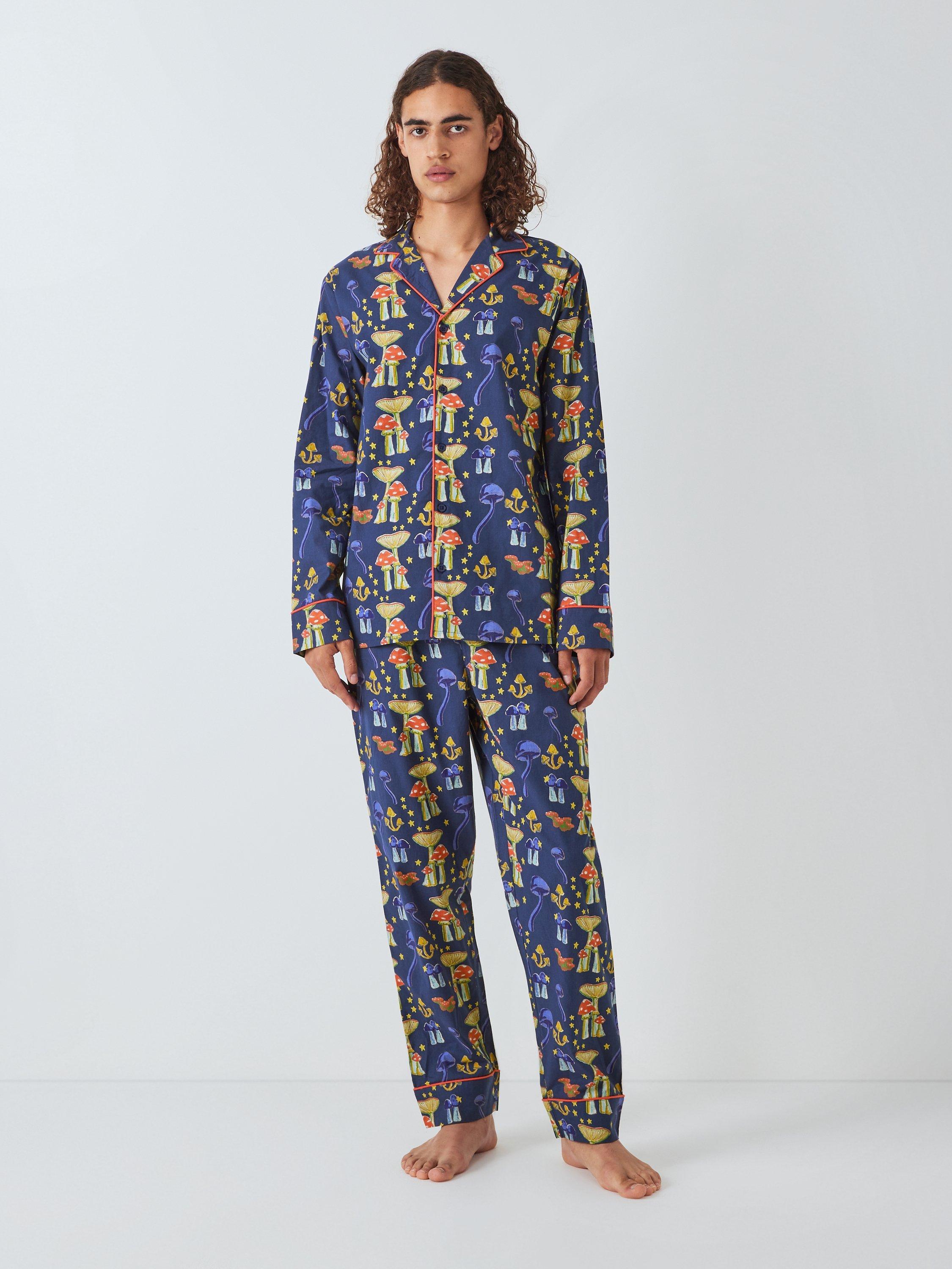 Their Nibs Mushroom Long Sleeve Pyjama Set, Navy/Multi