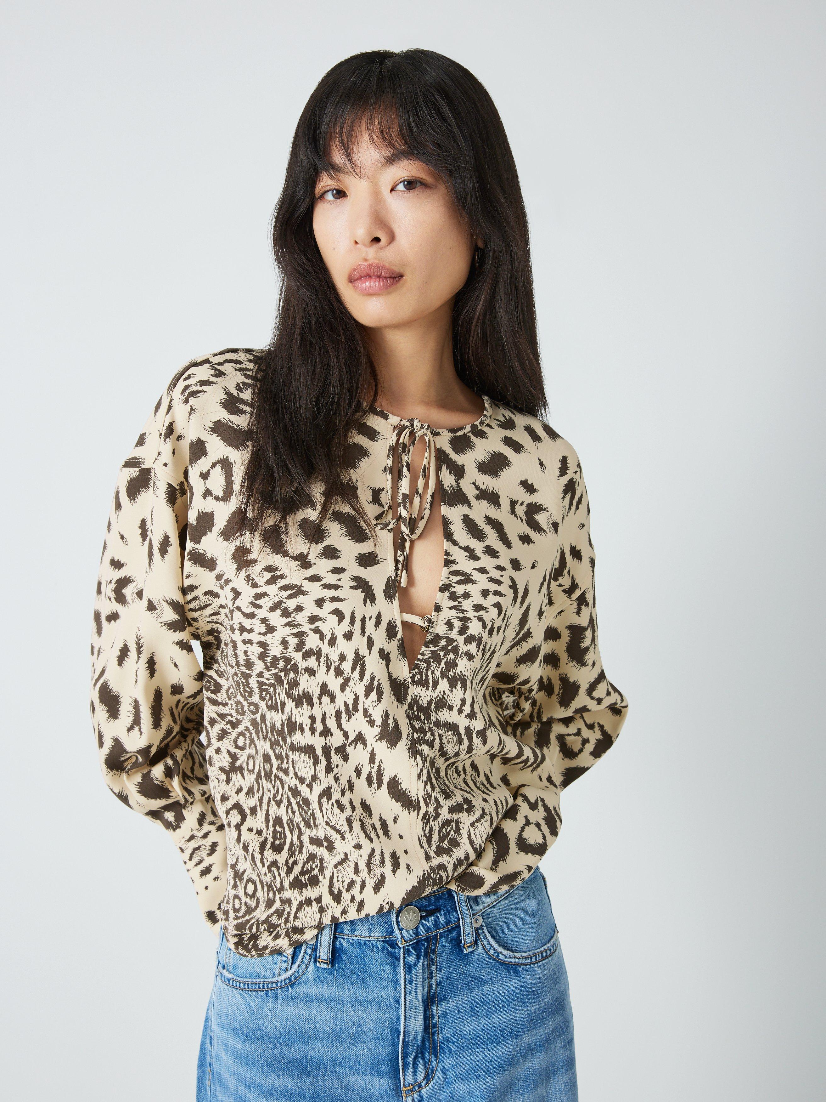 Equipment Hailey Animal Print Top, Crème Brulee