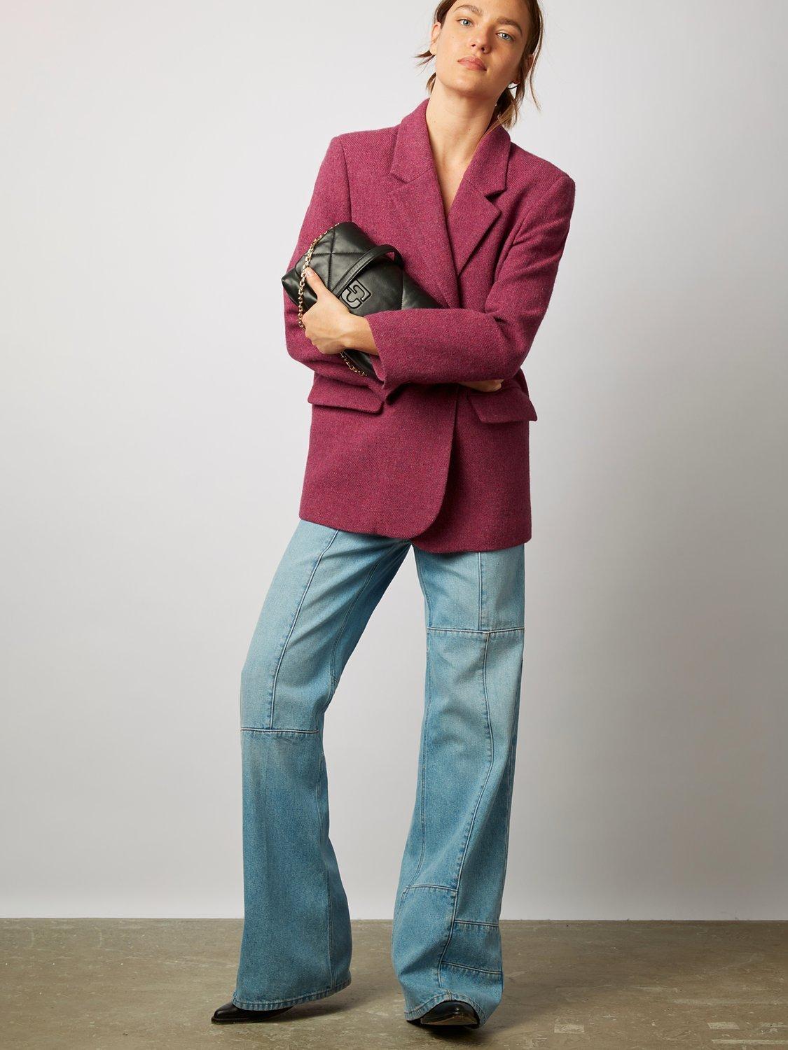 Gerard Darel Natty Wool Blend Blazer, Fuchsia