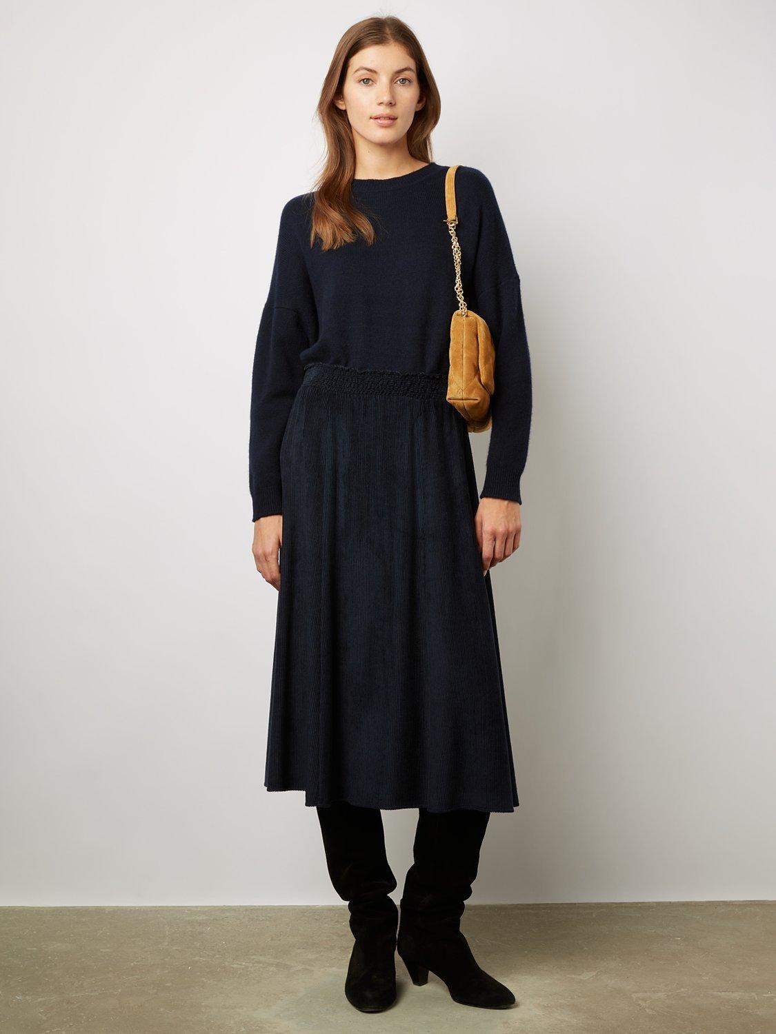 Gerard Darel Basilic Corduroy Midi Skirt, Navy