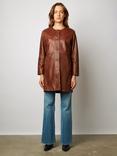 Gerard Darel Nalinha Plain Leather Coat, Brown