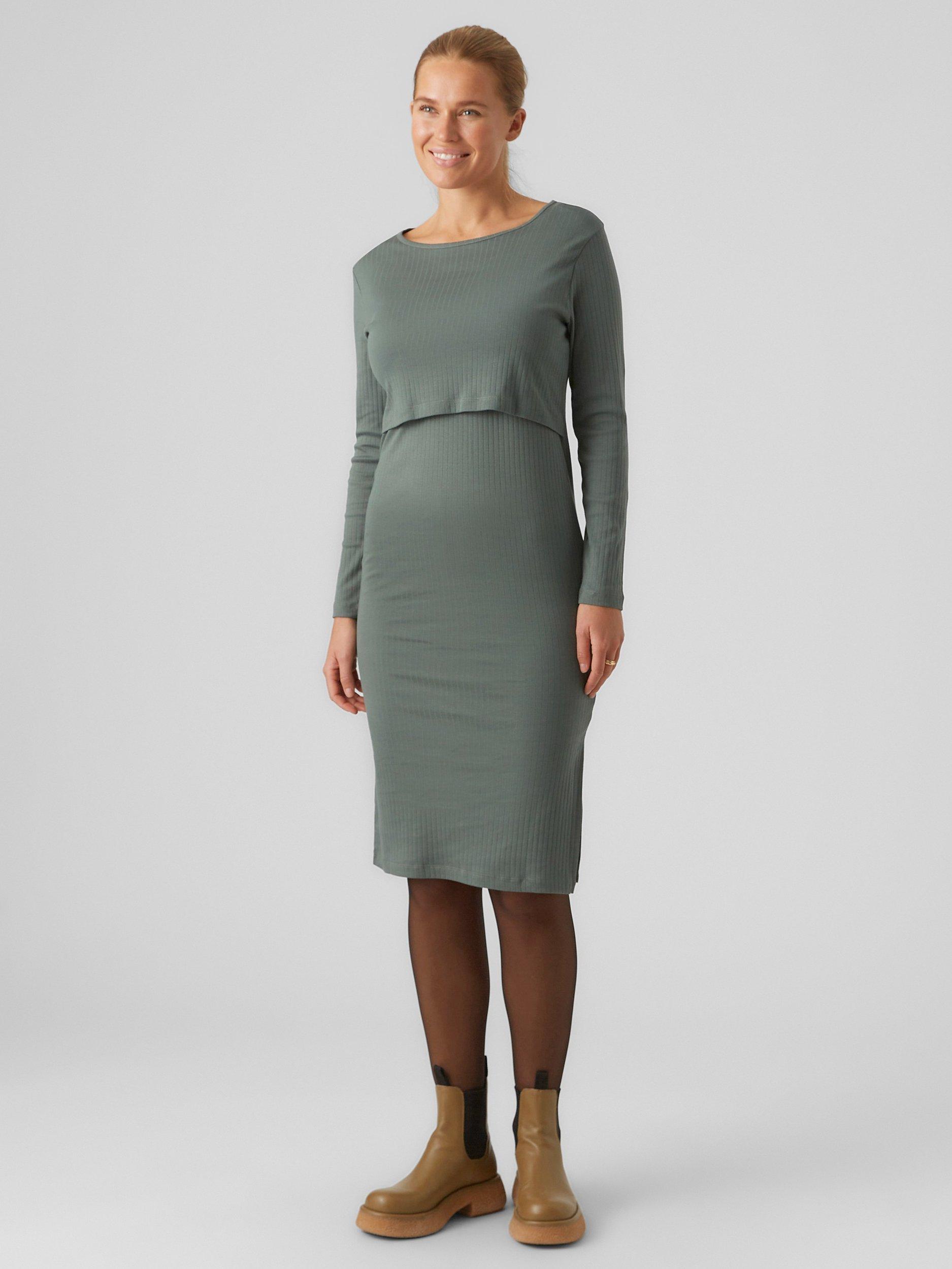Mamalicious Ivy Jersey Maternity & Nursing Dress, Dark Forest
