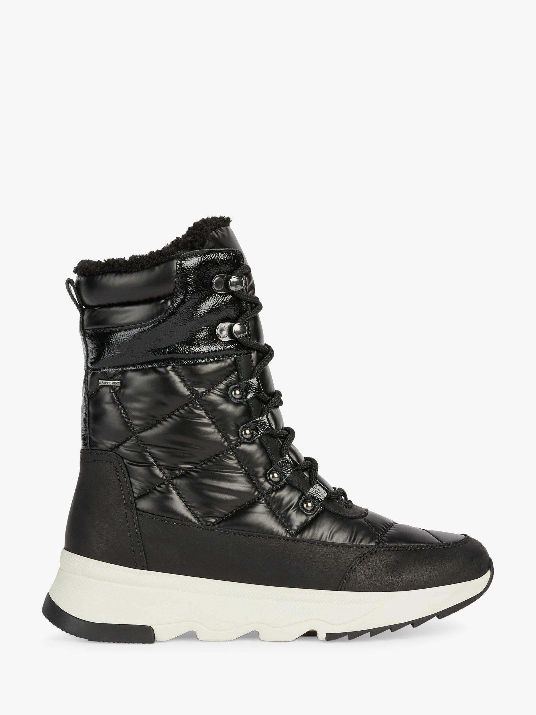 Geox Falena Leather Lace Up Boots, Black