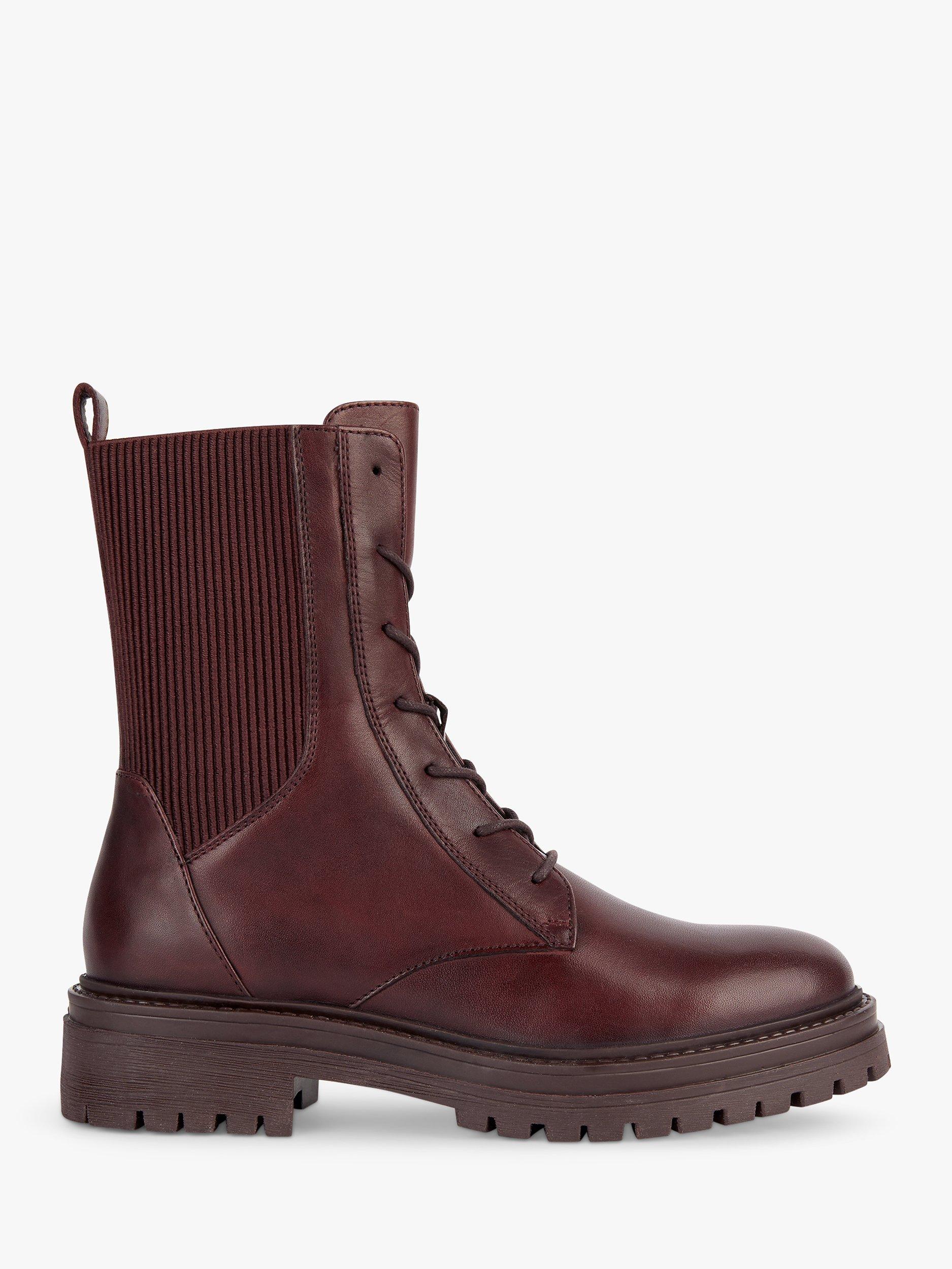 Geox Iridea Leather Lace Up Ankle Boots, Wine