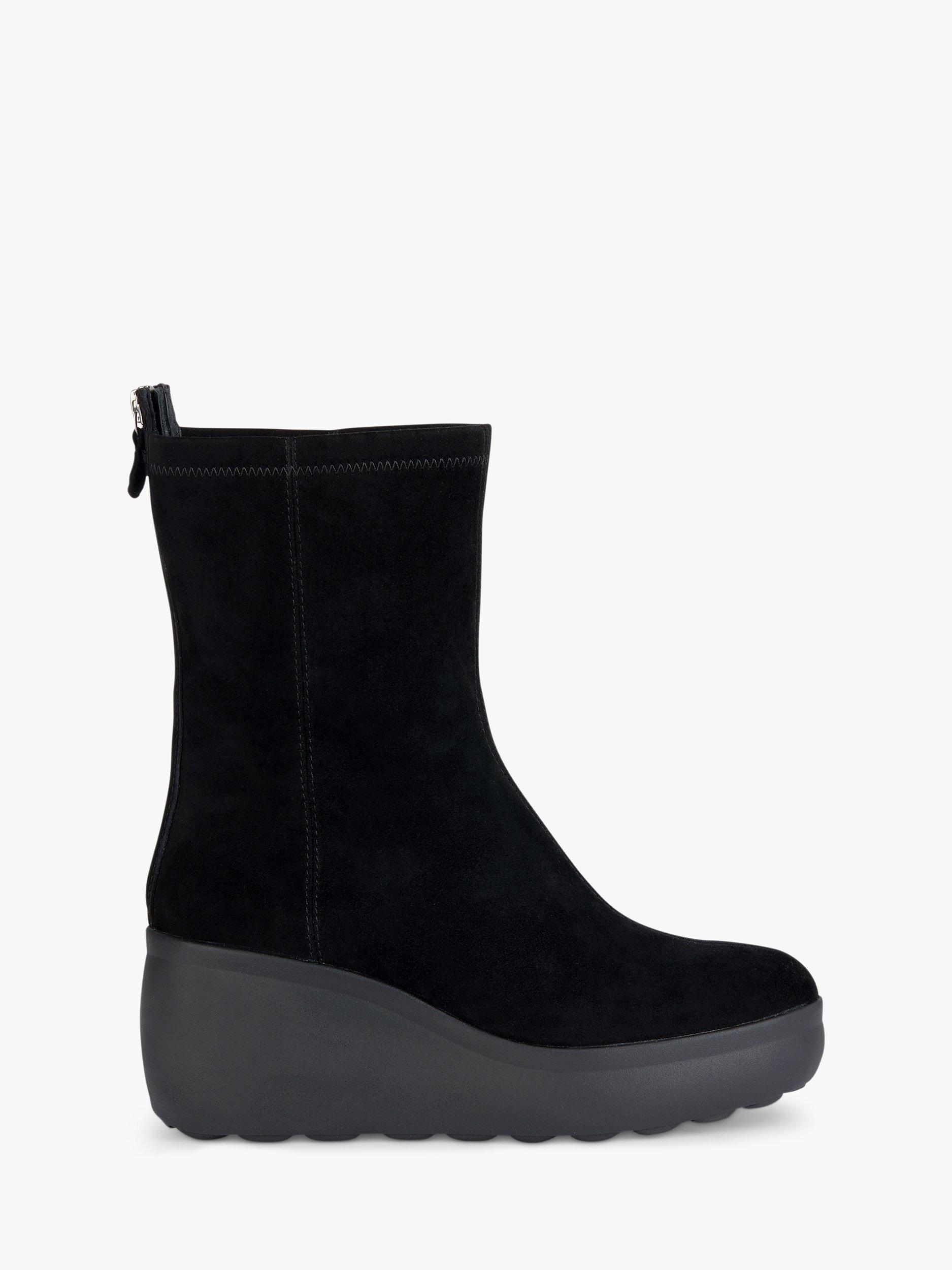 Geox D Spherica EC9 Wedge Heel Ankle Boots, Black