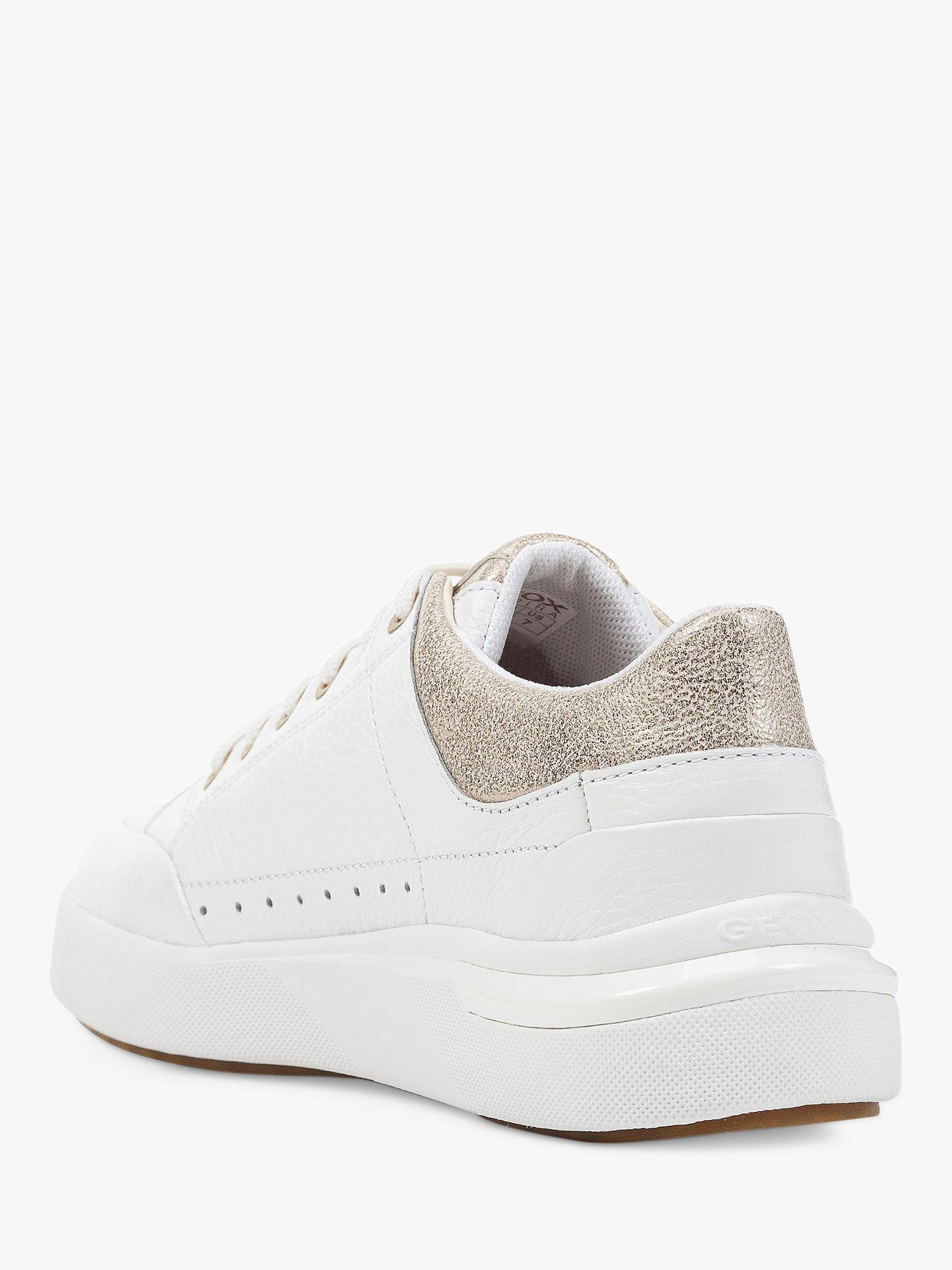 Product image 3 of 6, which shows Geox Dalyla Low Top Leather Trainers, White/Champagne, 3
