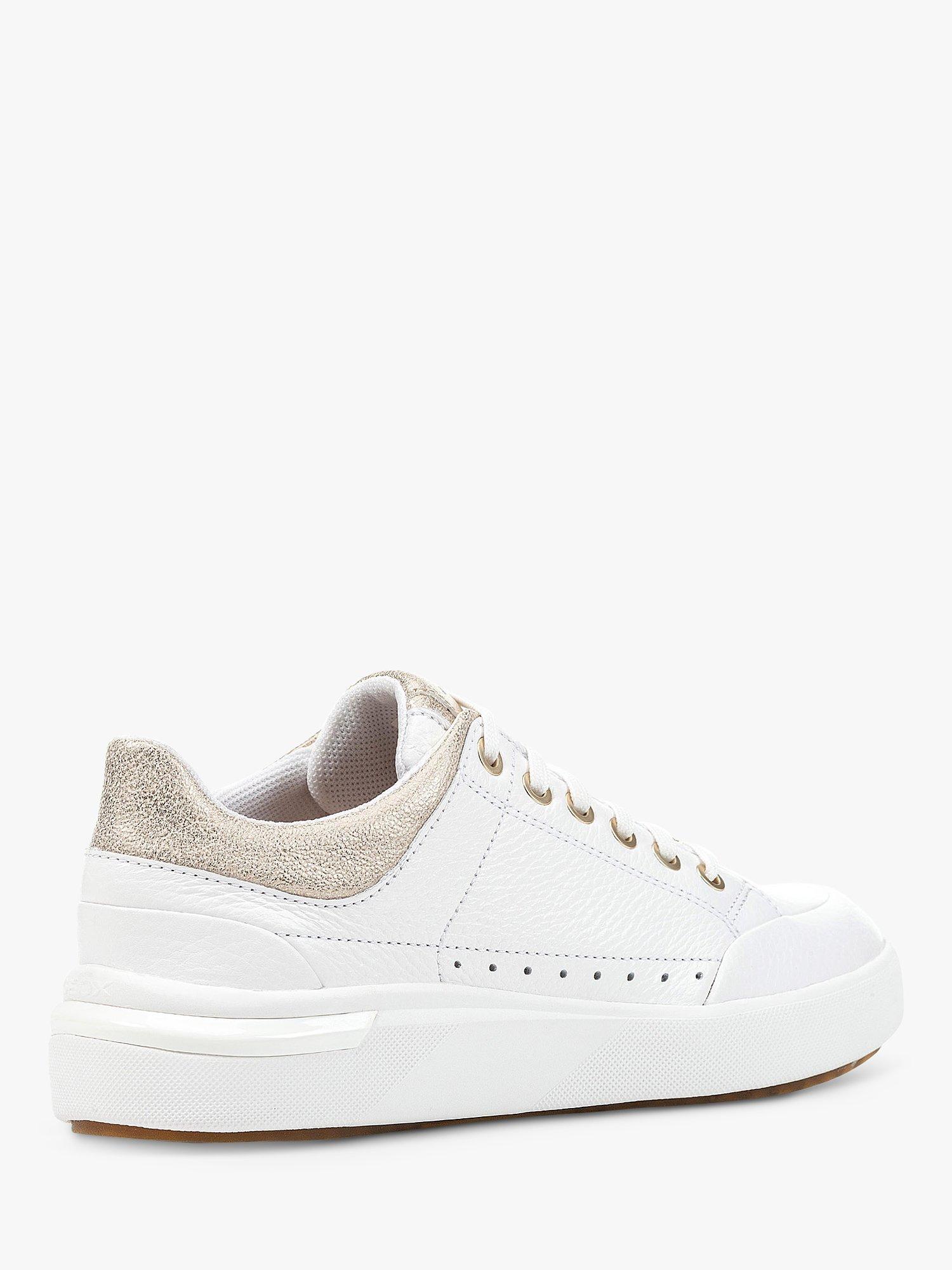 Product image 4 of 6, which shows Geox Dalyla Low Top Leather Trainers, White/Champagne, 3