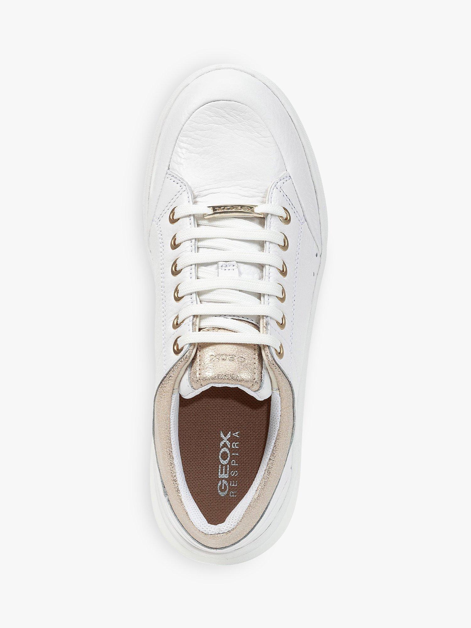 Product image 5 of 6, which shows Geox Dalyla Low Top Leather Trainers, White/Champagne, 3