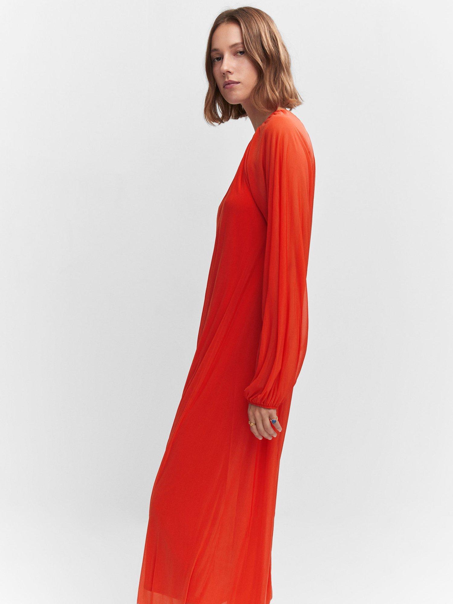 Mango Blanca Gauze Maxi Dress, Red