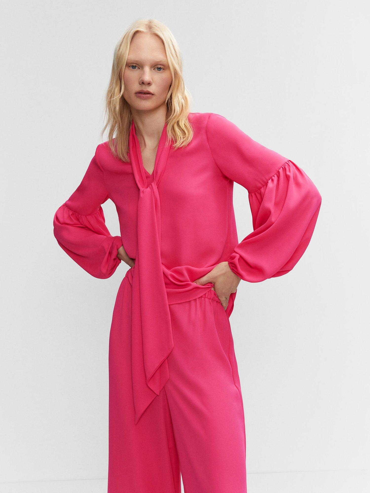Mango Tulipa Blouse, Bright Pink