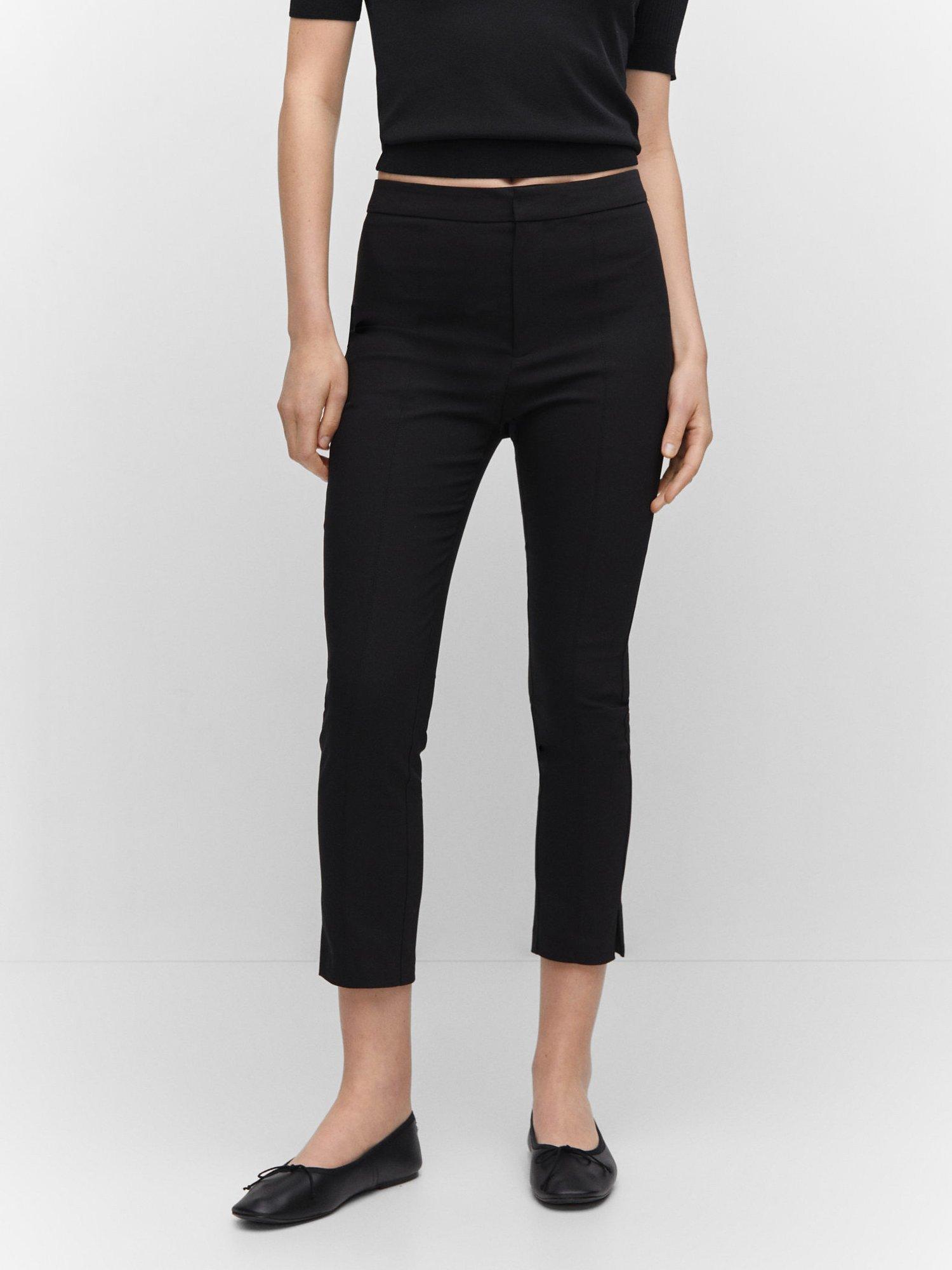 Mango Malu Cropped Slim Trousers, Black