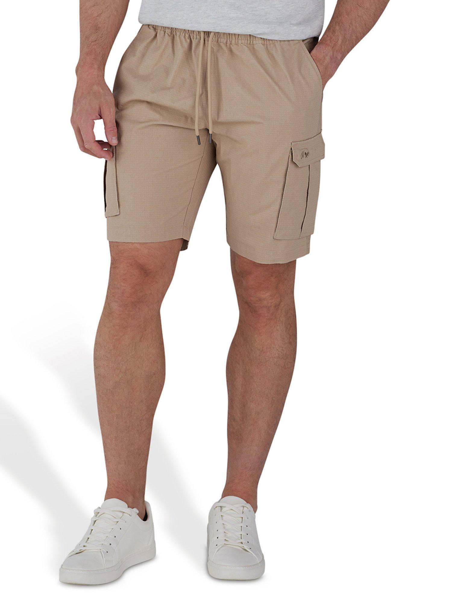 Product image 1 of 6, which shows Raging Bull Stretch Waist Twill Cargo Shorts, Tan, S