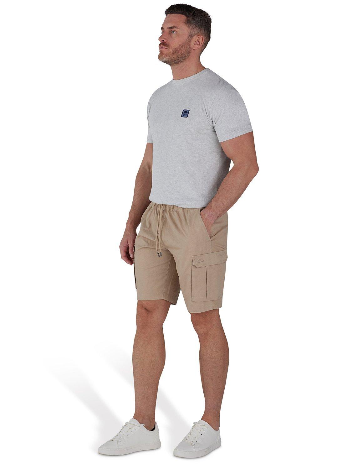 Product image 5 of 6, which shows Raging Bull Stretch Waist Twill Cargo Shorts, Tan, S