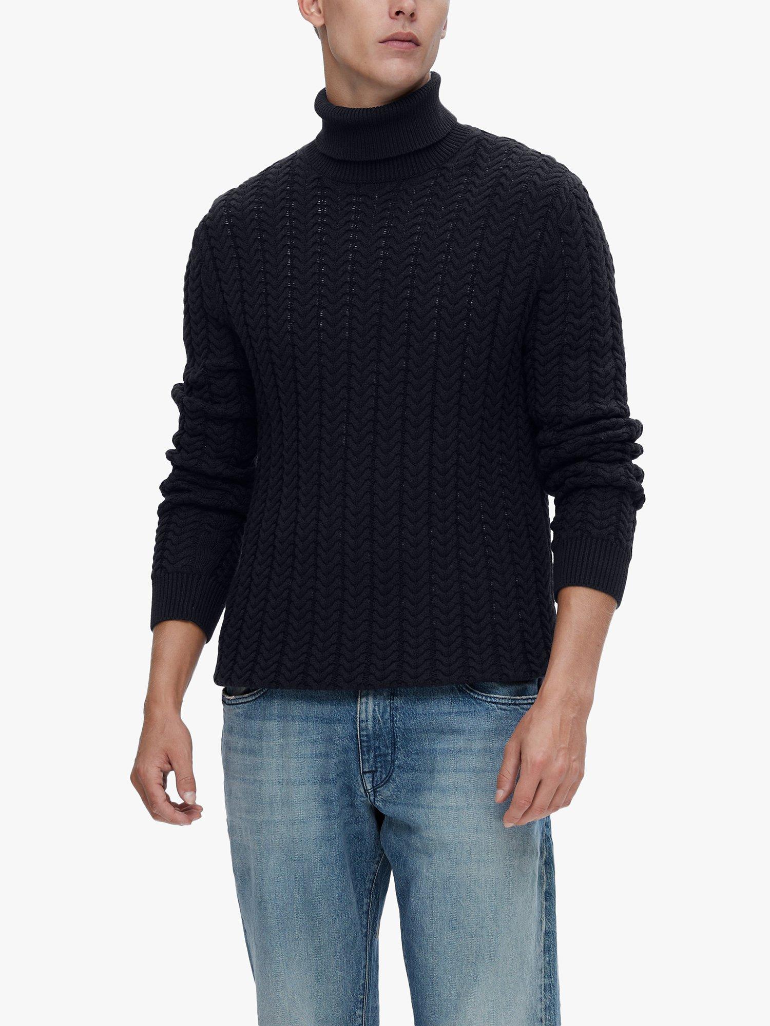 SELECTED HOMME Long Sleeve Knit Cable Jumper, Navy