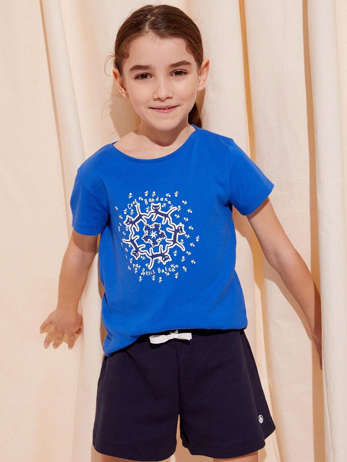 Petit Bateau Kids' Cotton Elasticated Waist Shorts, Smoke