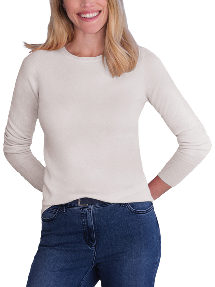 Pure Collection Cashmere Crew Neck Jumper, Soft White