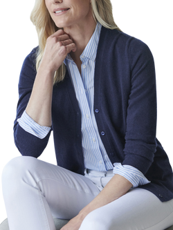 Pure Collection V-Neck Pure Cashmere Cardigan, Navy, Navy