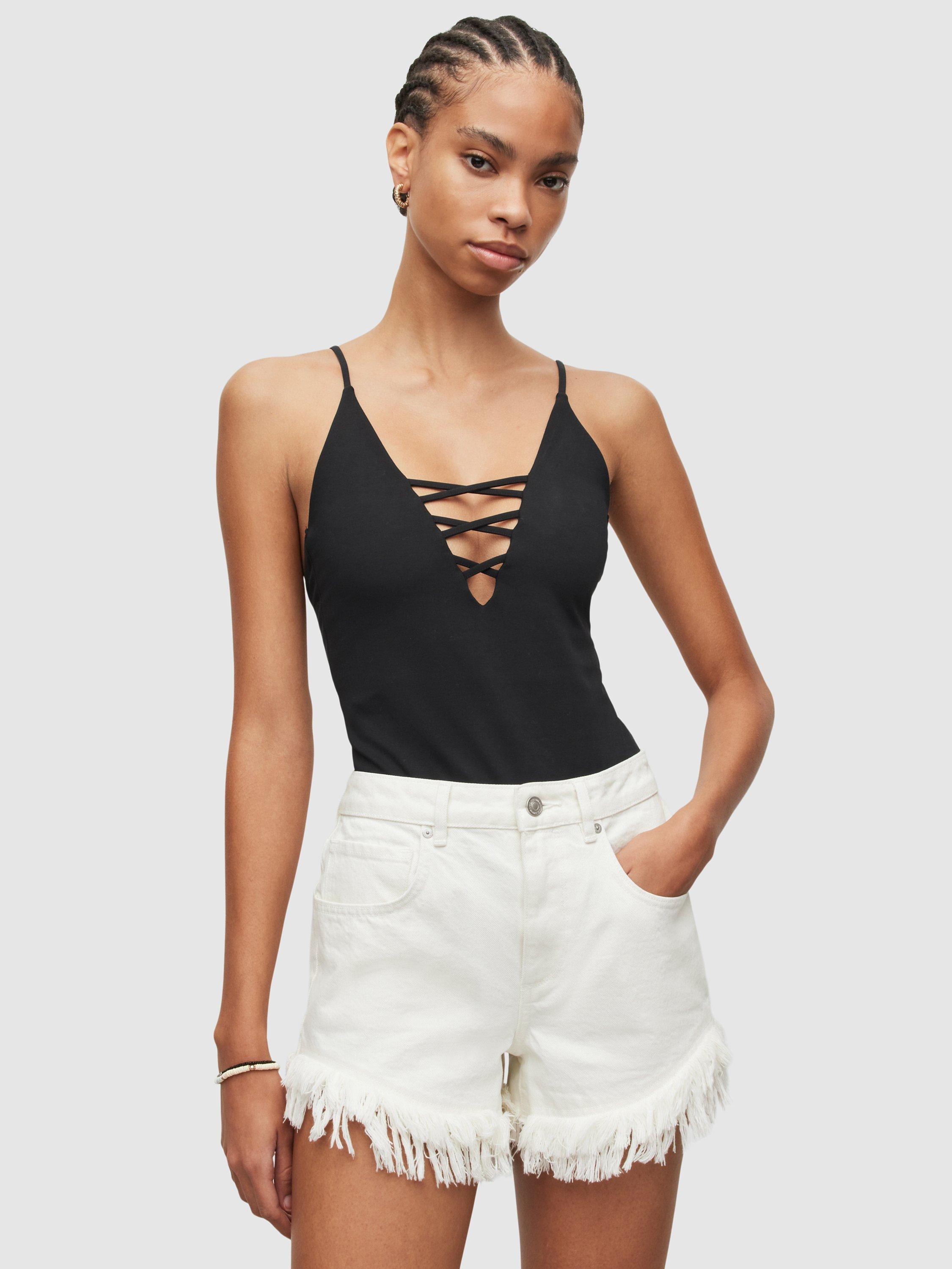AllSaints Sofia Plain Bodysuit, Black