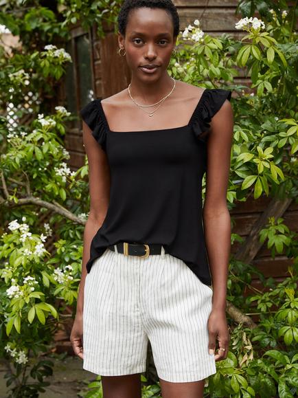 Baukjen Loretta Linen Shorts, White Stripe, White Stripe