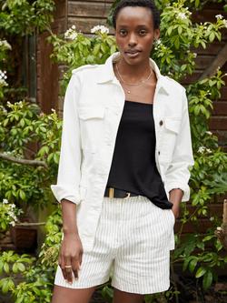 Baukjen Loretta Linen Shorts, White Stripe - view 2, White Stripe