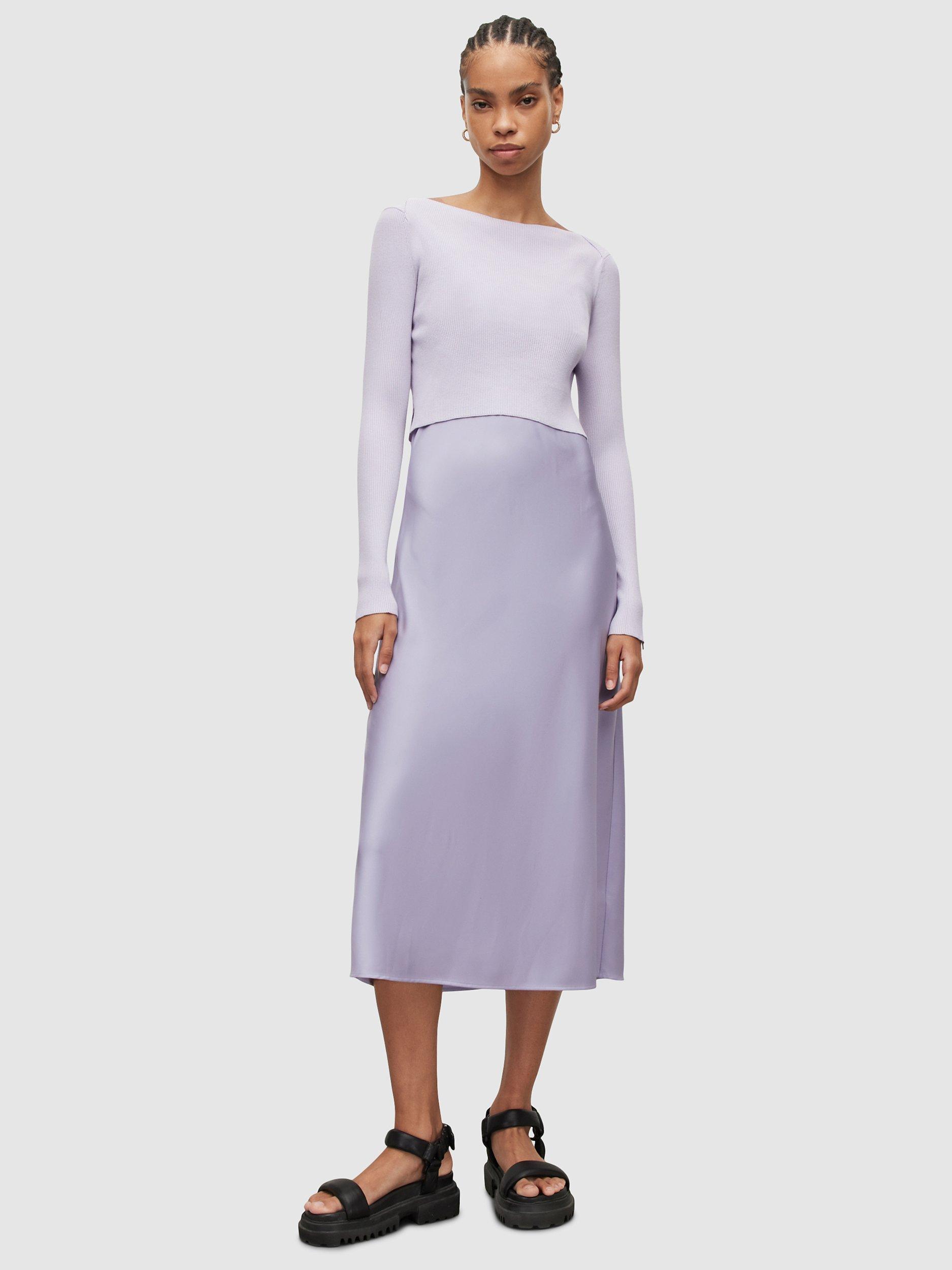 AllSaints Hera 2-in-1 Midi Dress, Lilac