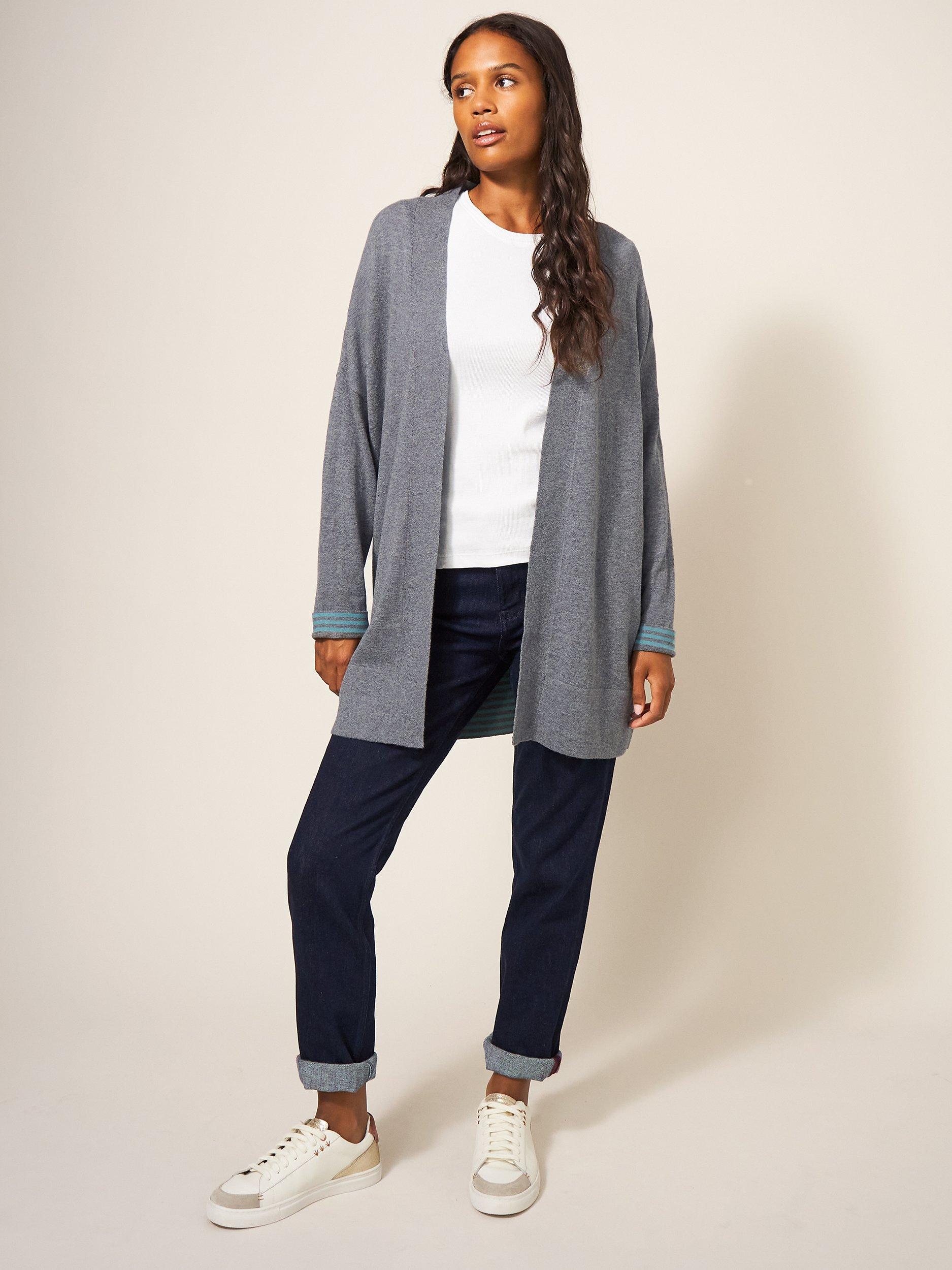 White Stuff Laura Wool and Cotton Blend Cardigan, Grey Marl