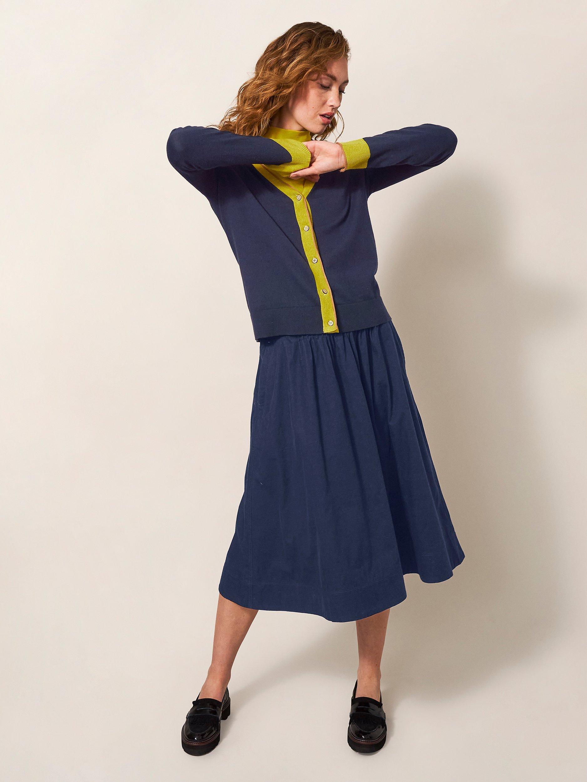 White Stuff Sally Contrast Trim Wool Blend Cardigan, Dark Navy