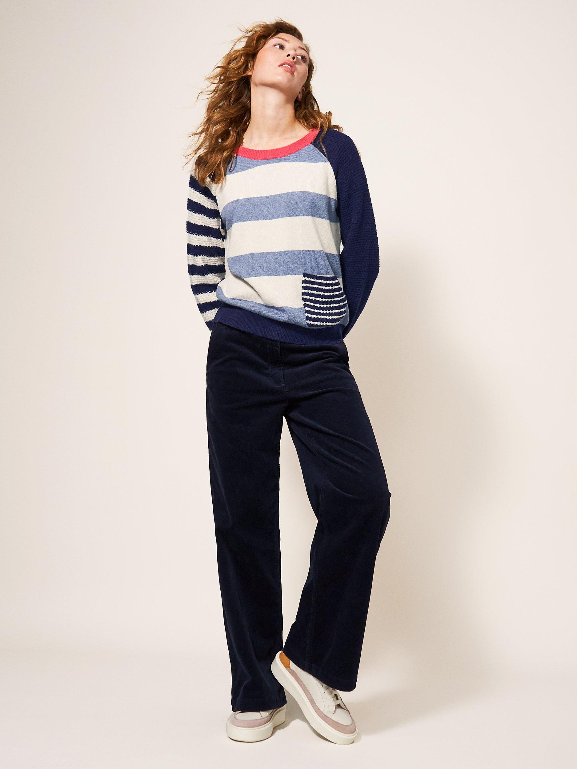 Product image 1 of 7, which shows White Stuff Tyne Stripe Jumper, Blue/Multi, 6