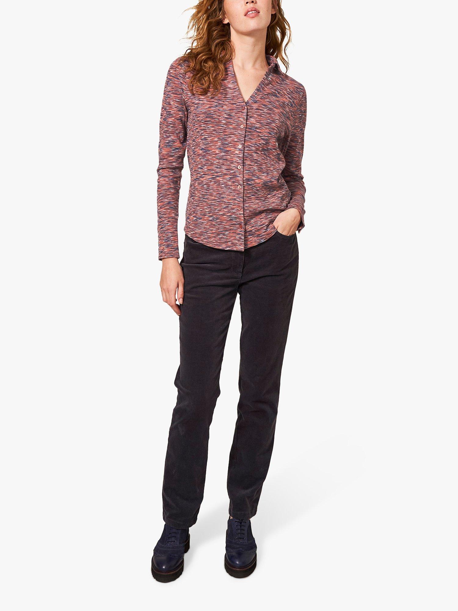 White Stuff Rib Jersey Shirt, Orange/Multi