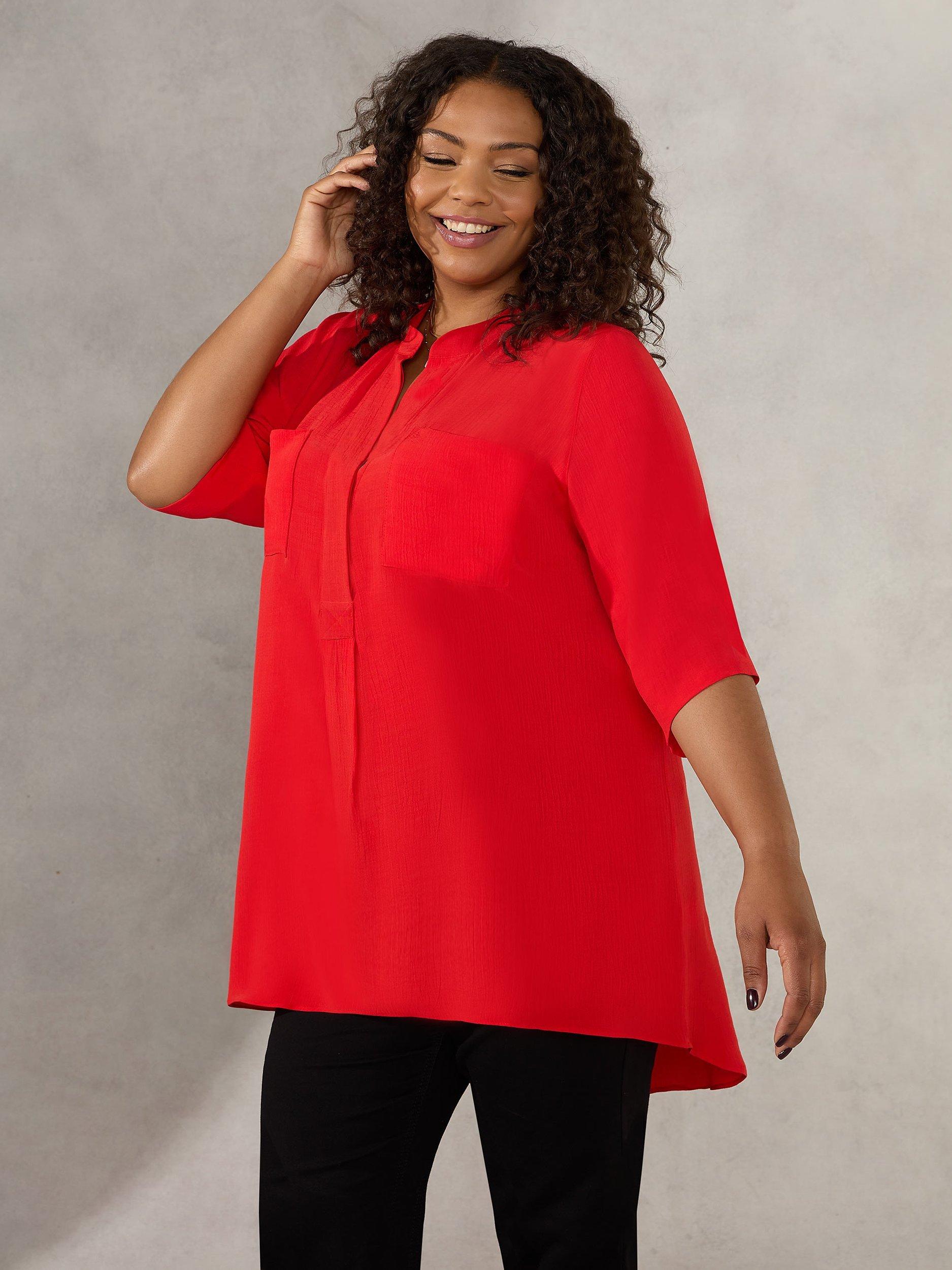 Live Unlimited Curve Highlow Blouse, Red, 12