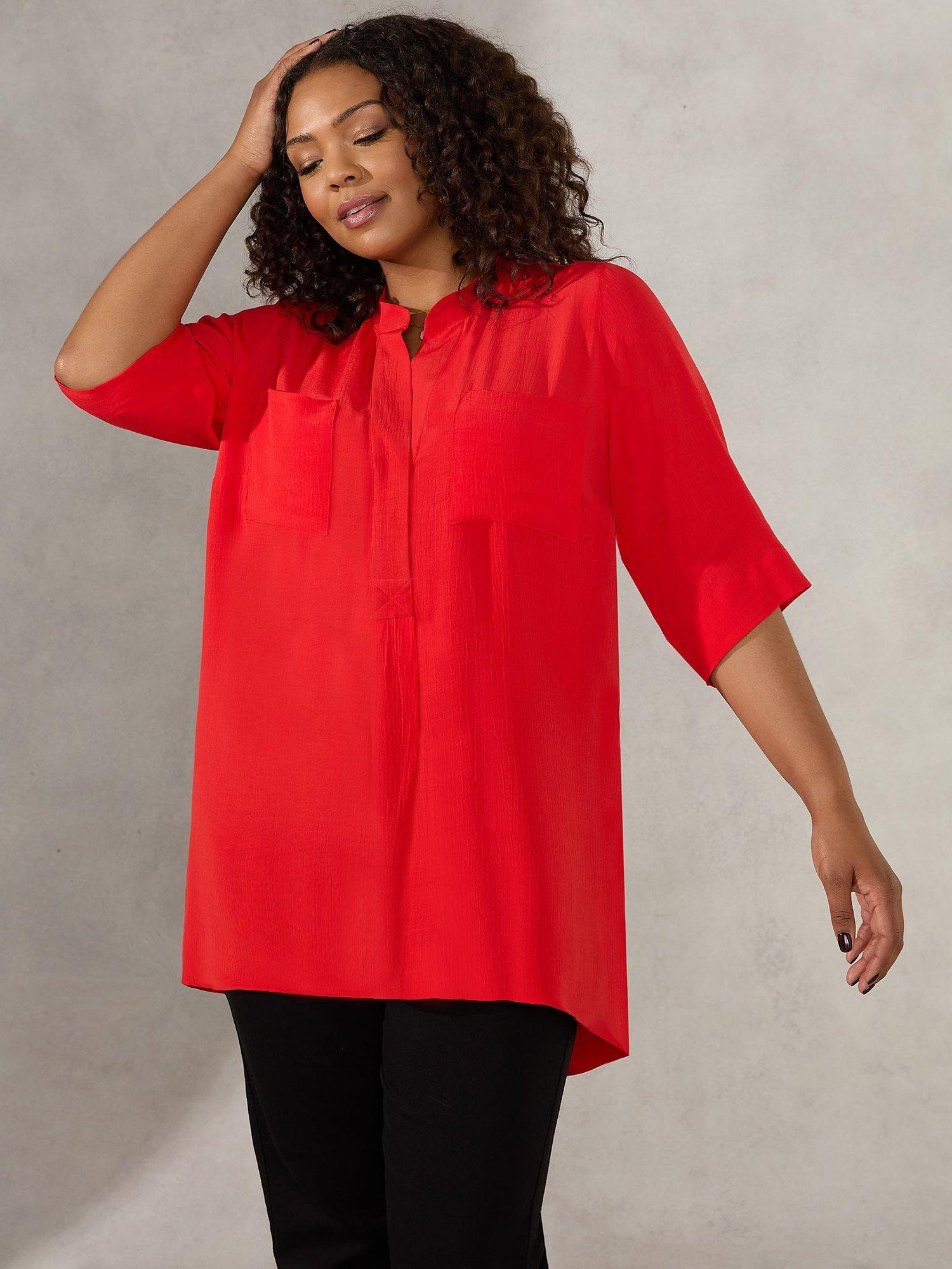 Live Unlimited Curve Highlow Blouse, Red, 12