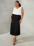 Live Unlimited Curve Diagonal Seam Jersey Midi Skirt, Black