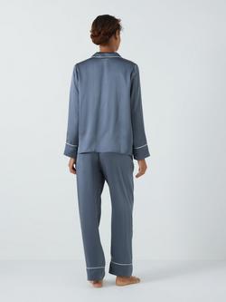 John Lewis Piped Silk Pyjama Set - view 2, Grisaille