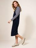White Stuff Emmie Organic Cord Midi Pinafore Dress, Dark Navy