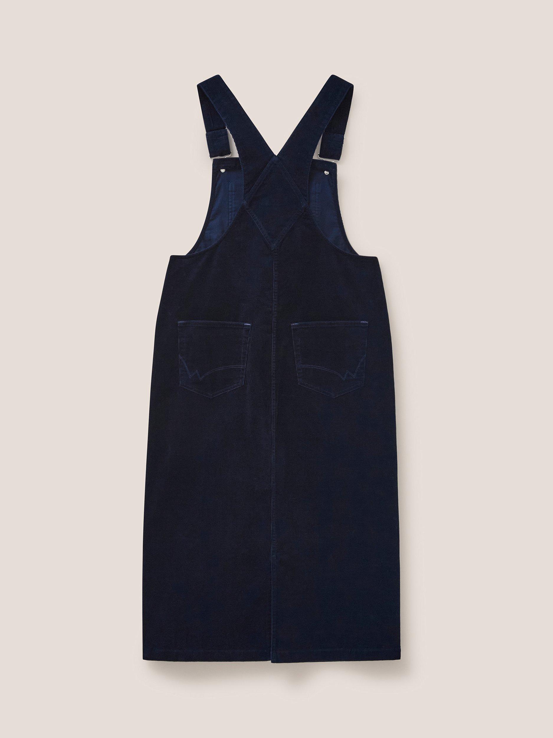 White Stuff Emmie Organic Cord Midi Pinafore Dress Dark Navy