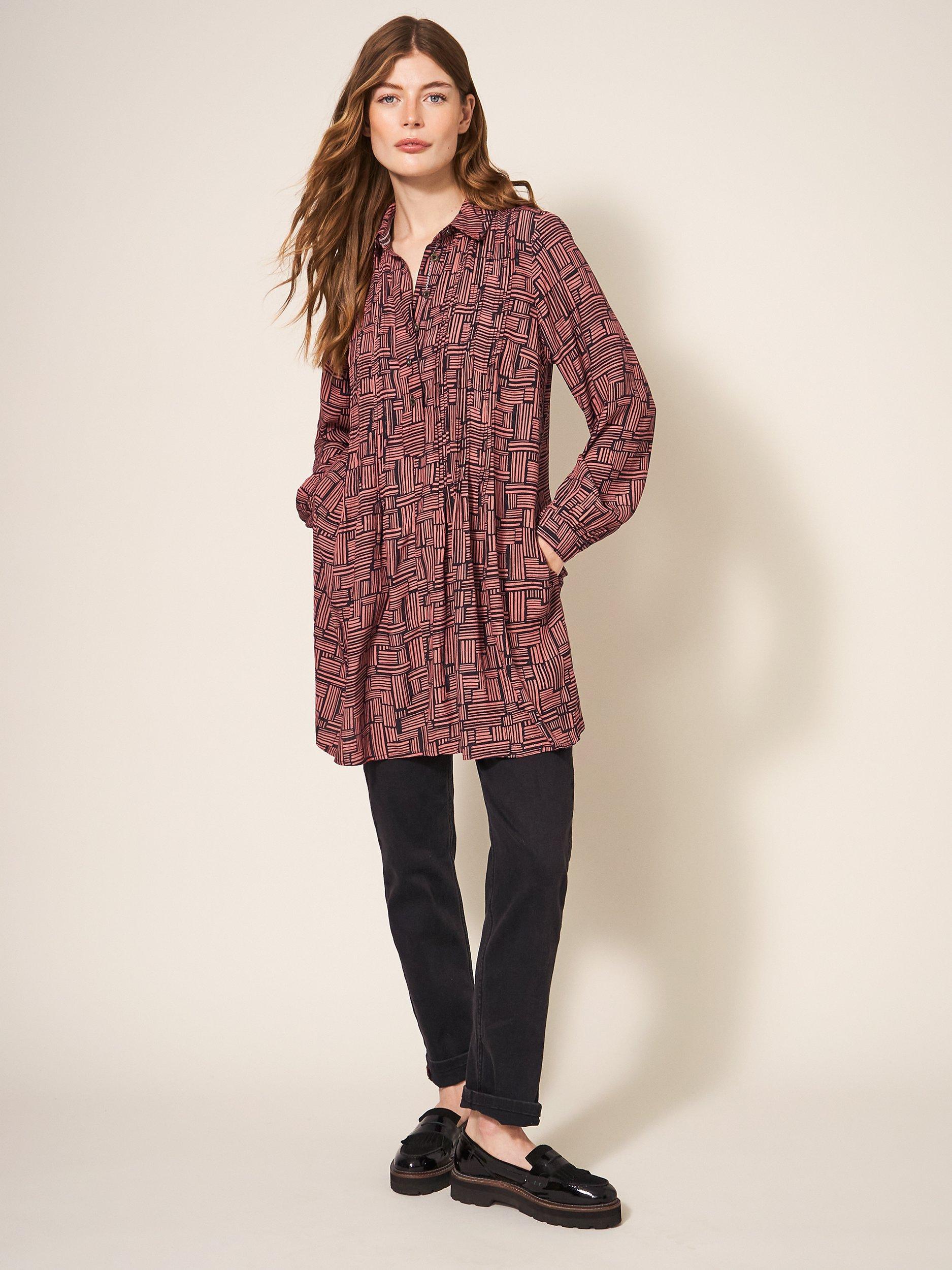 White Stuff Georgie Shirt Tunic, Navy/Multi