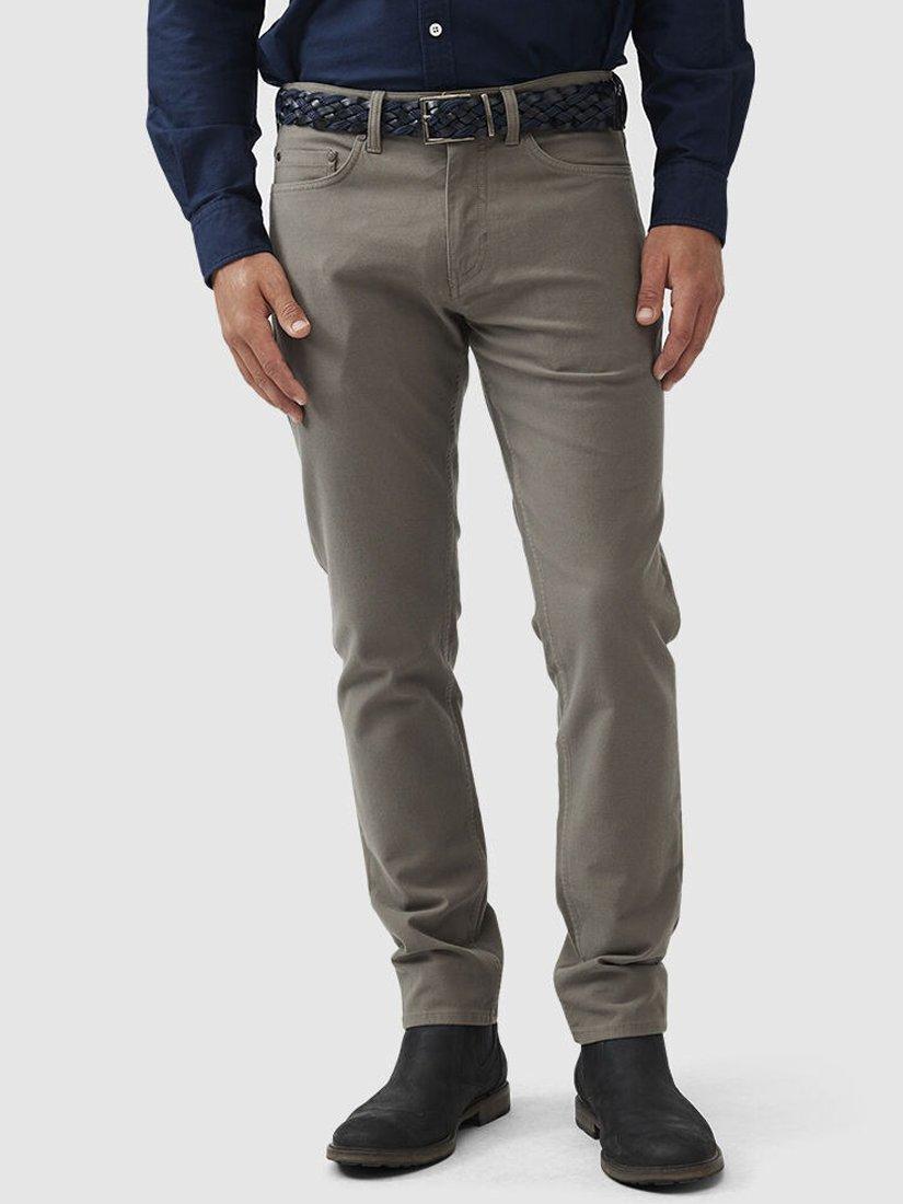 Product image 1 of 6, which shows Rodd & Gunn Motion 2 Straight Fit Stretch Cotton Jeans, Pebble, 33R