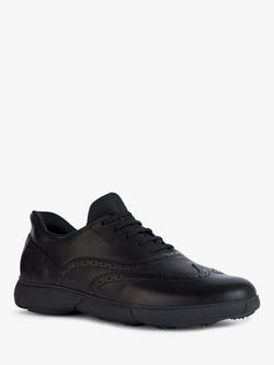 Geox Nebula 2.0 Wide Fit Brogue Leather Trainers, Black - view 2, Black