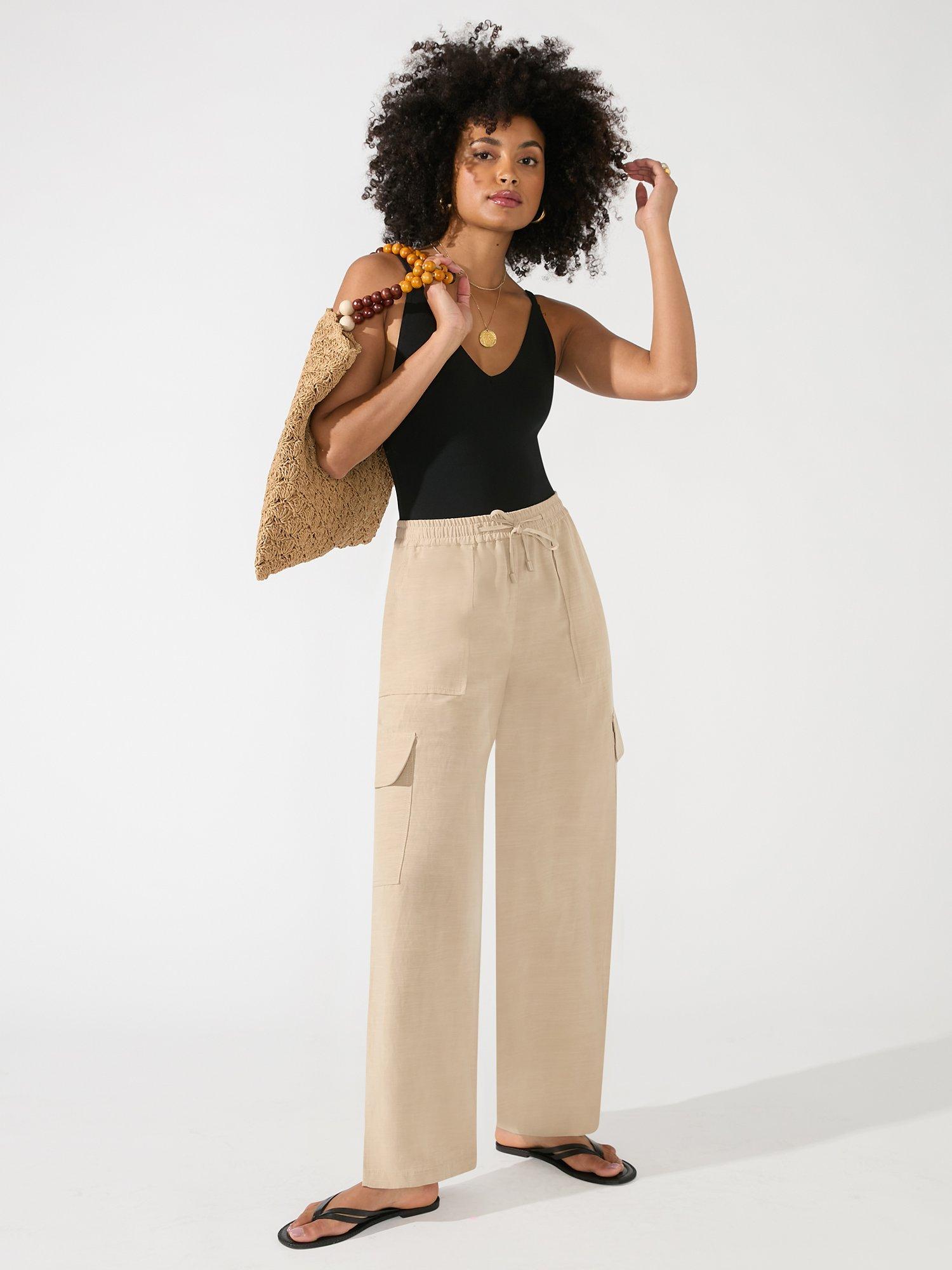 Ro&Zo Cargo Linen Blend Trousers, Stone
