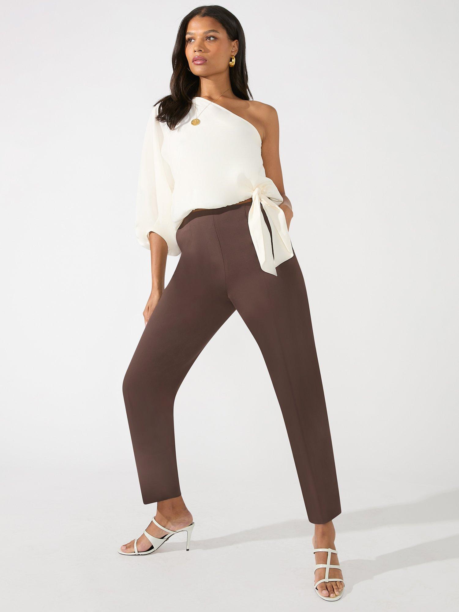 Ro Zo Petite Tailored Side Zip Trousers Brown