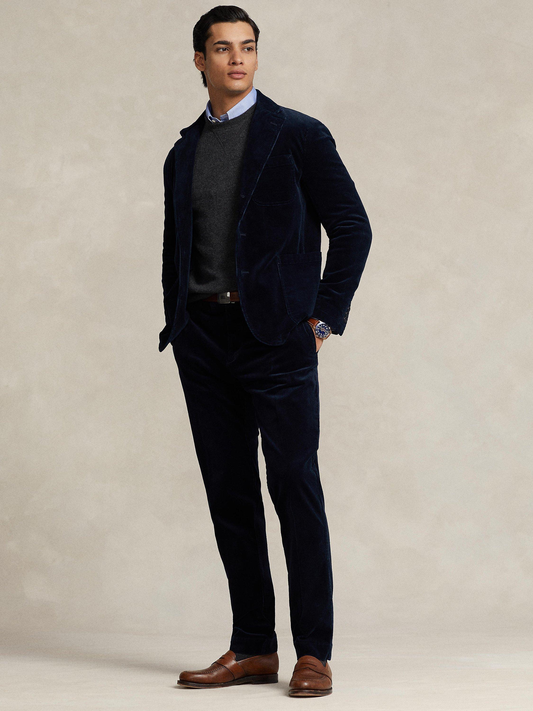 Product image 1 of 5, which shows Ralph Lauren Corduroy Trousers, Aviator Navy, 30R