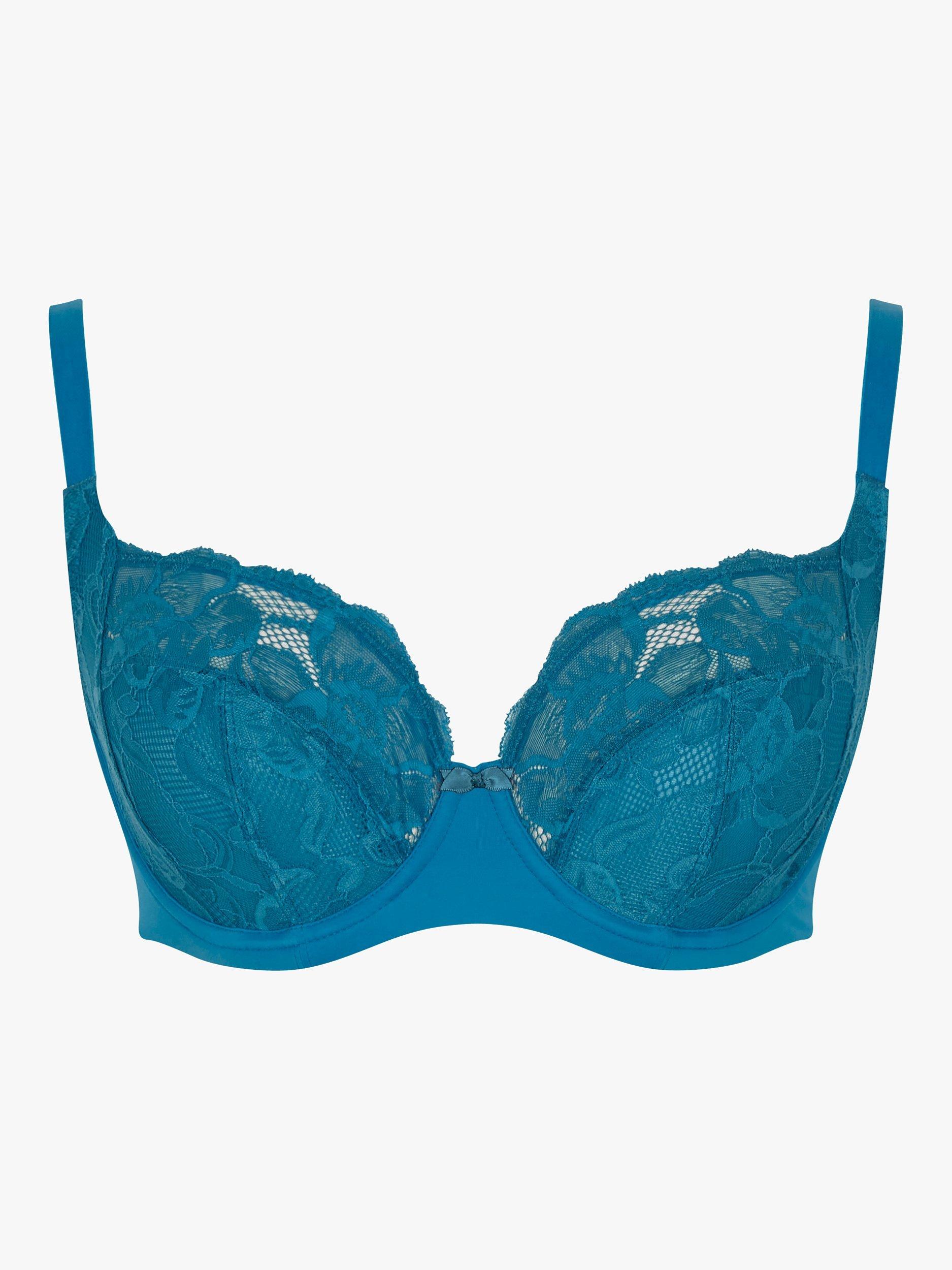 Panache Rocha Low Front Underwired Balcony Bra, Peacock Blue, 28F