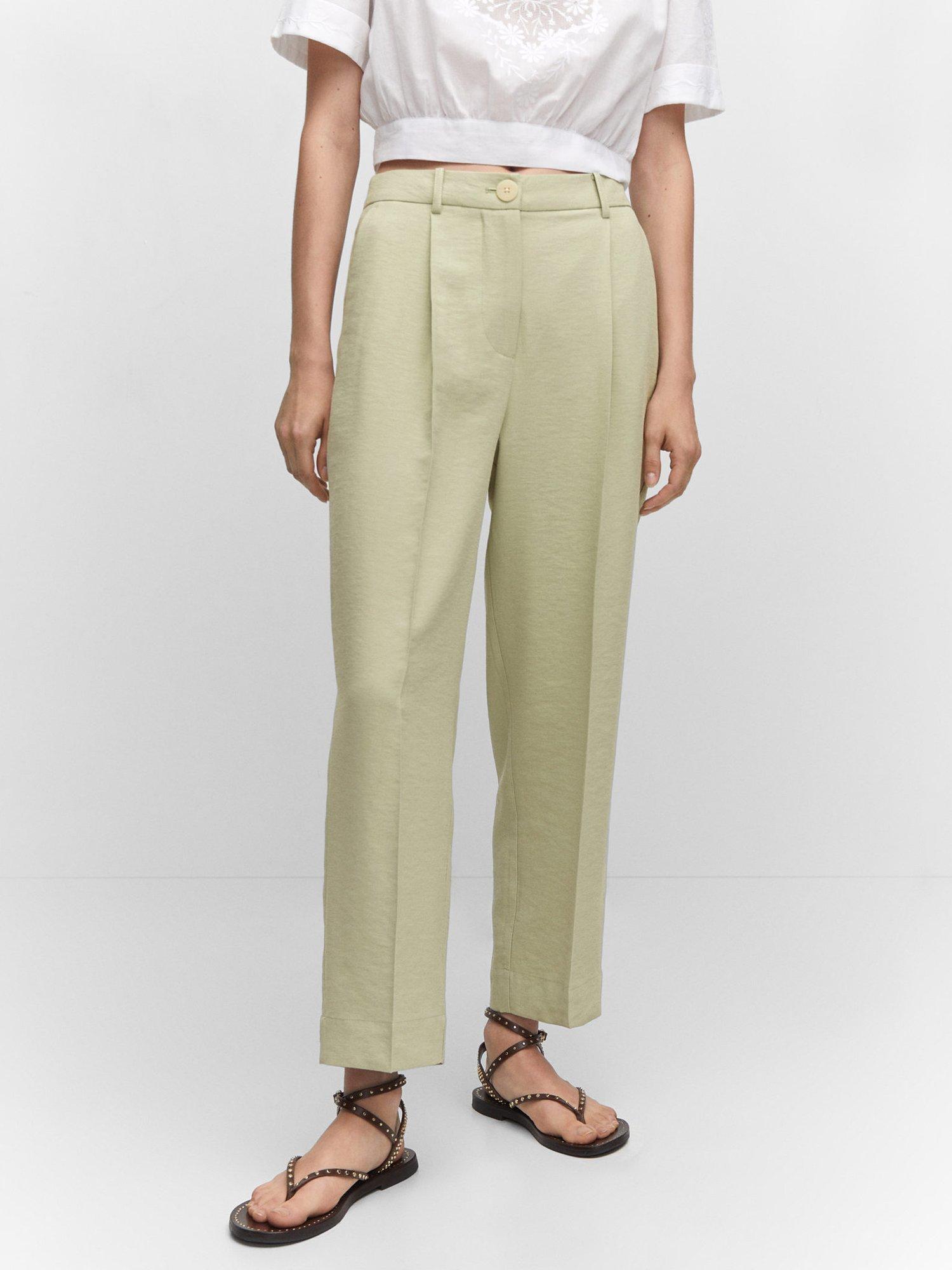 Mango Bruno Tailored Ankle Trousers, Green