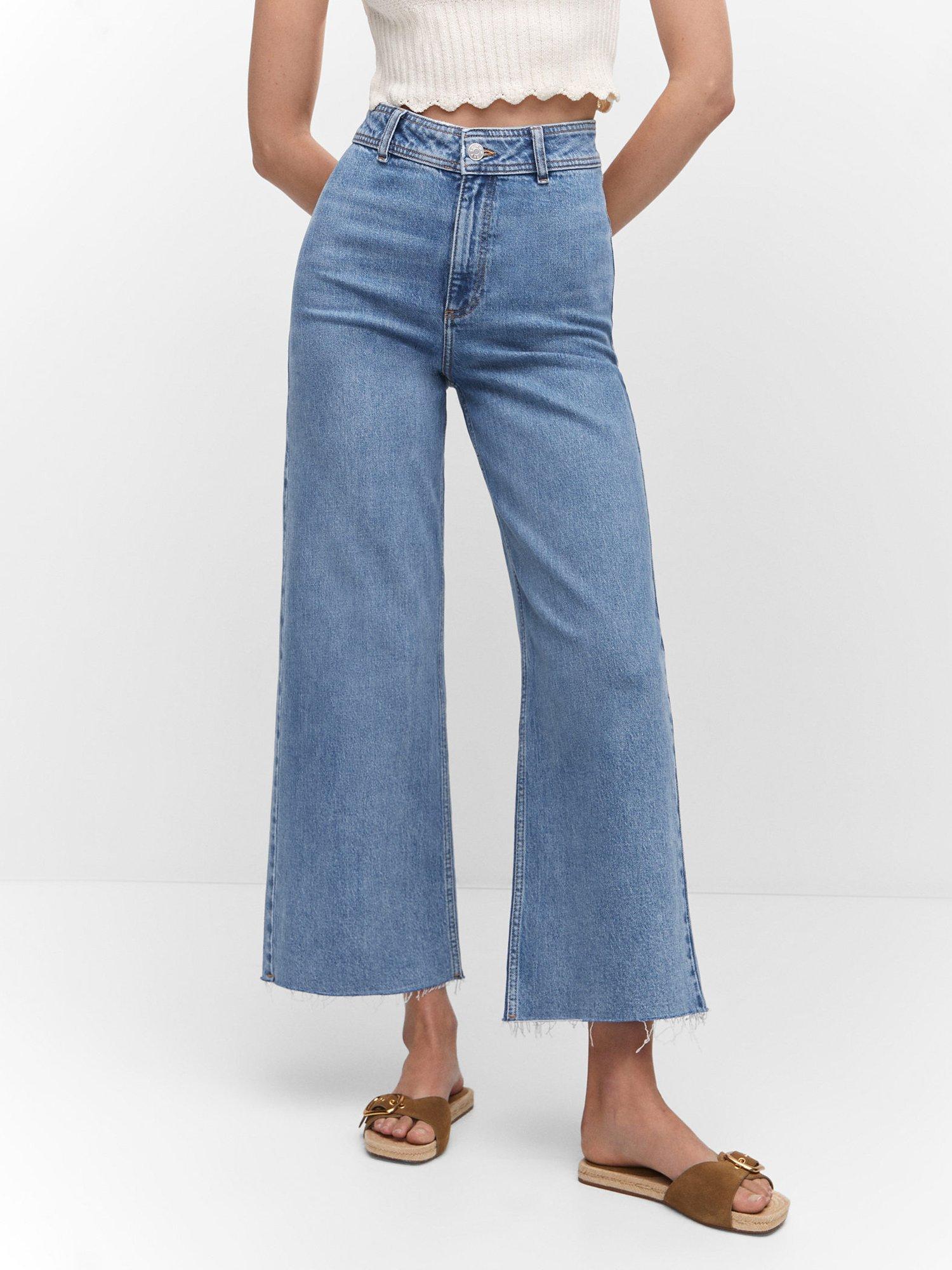 Product image 1 of 7, which shows Mango Catherin Culotte Jeans, Open Blue, 4