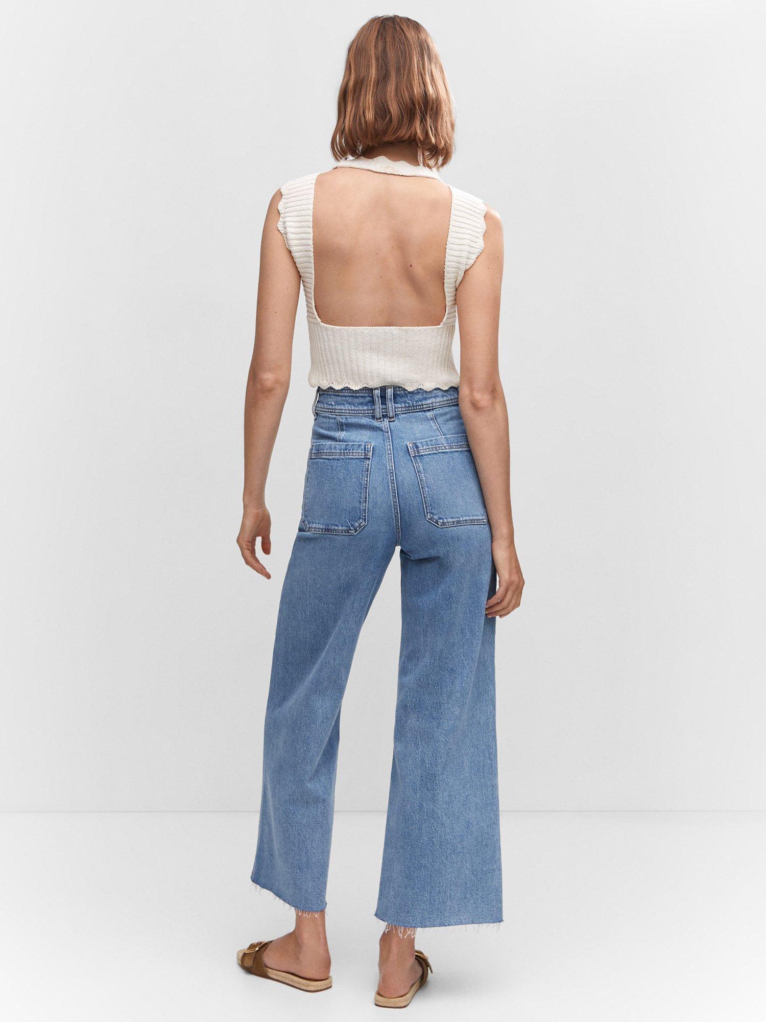 Product image 4 of 7, which shows Mango Catherin Culotte Jeans, Open Blue, 4