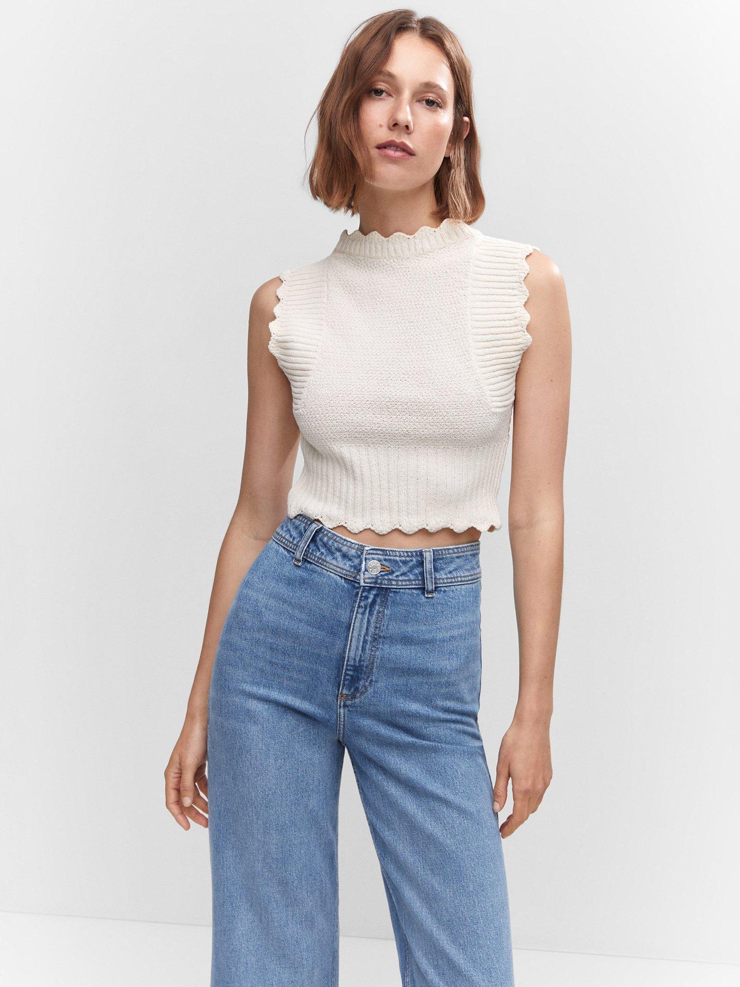 Product image 5 of 7, which shows Mango Catherin Culotte Jeans, Open Blue, 4